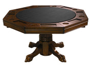 3-in-1 Poker Game Table with Chestnut Finish