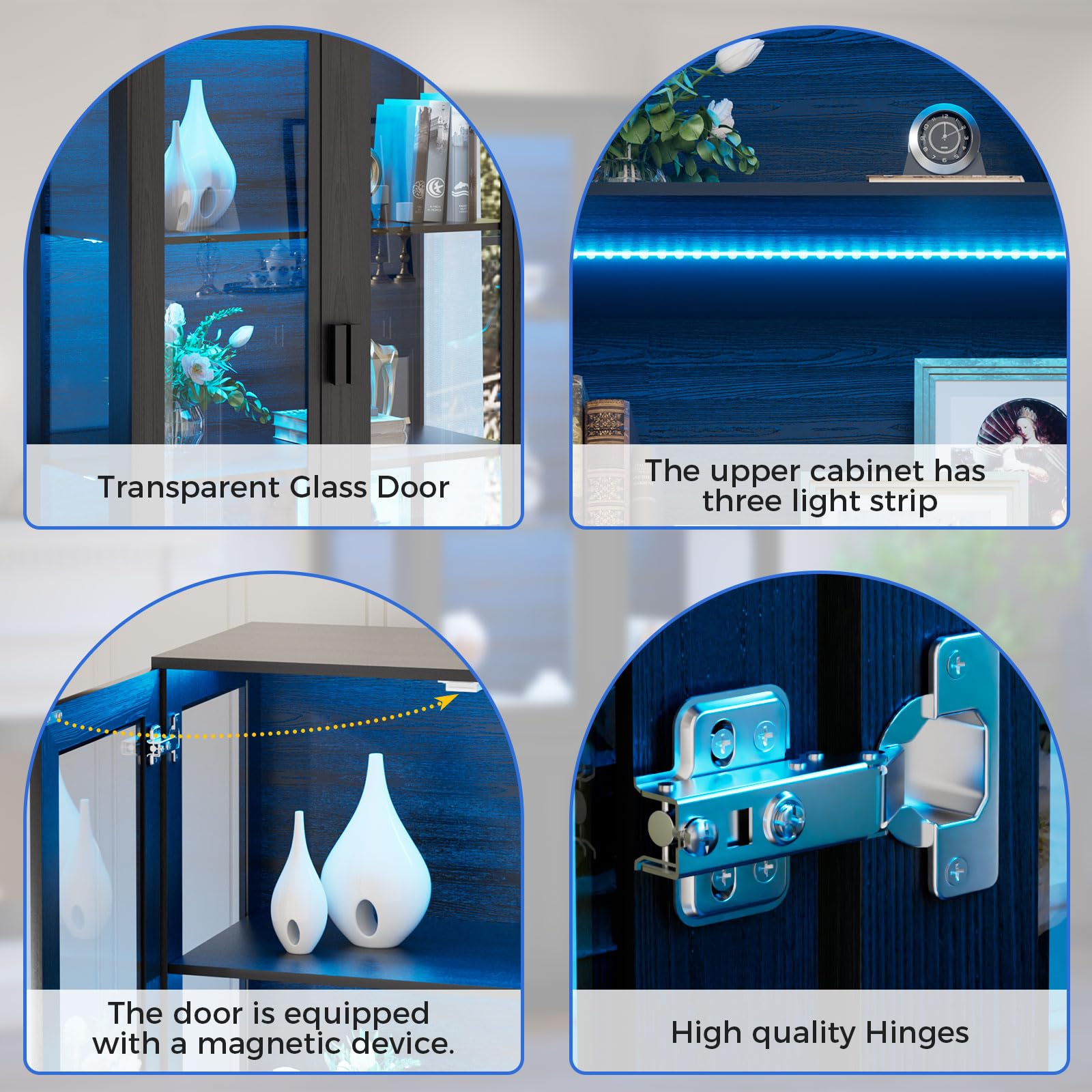 67" Display Cabinet with Acrylic Doors and LED Lights