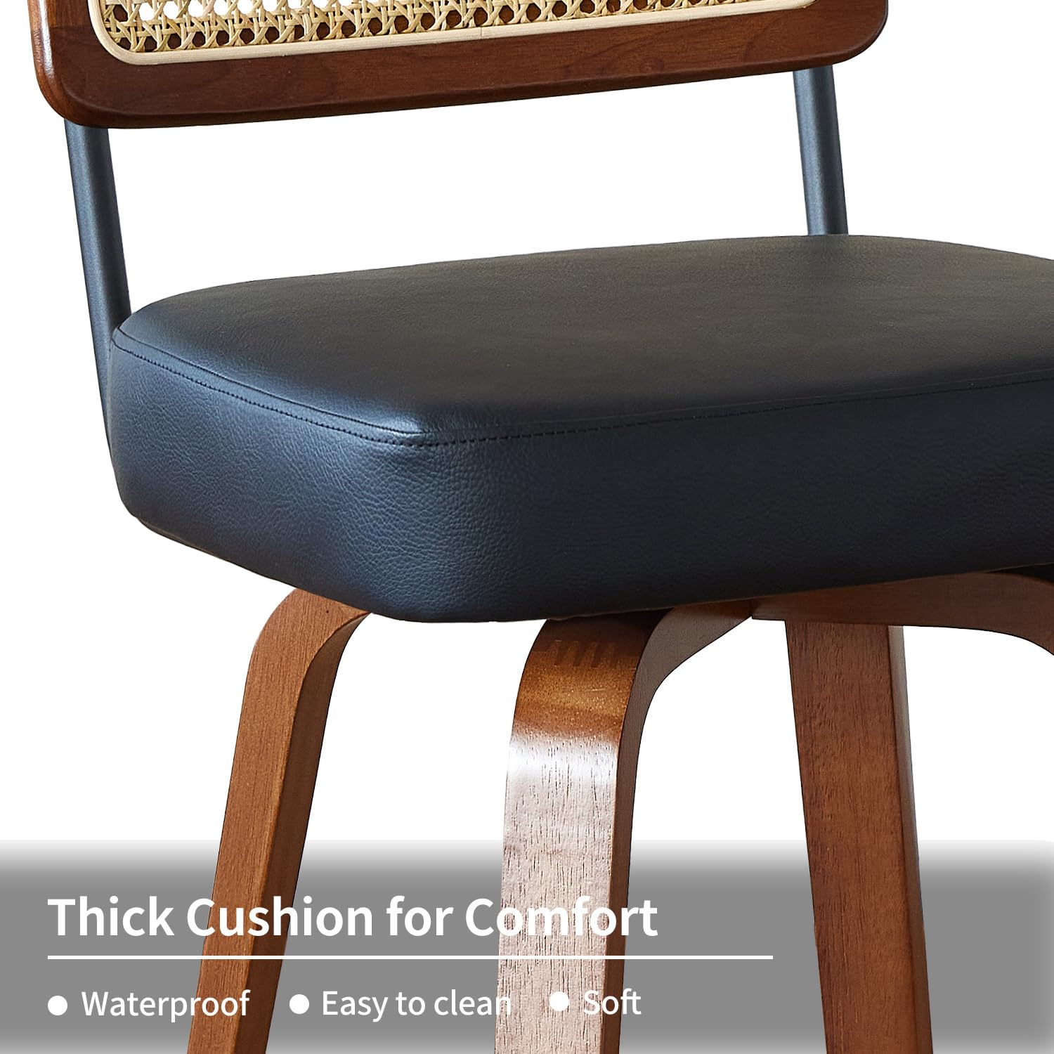 Swivel Counter Height Bar Stools Set of 3 with Rattan Back