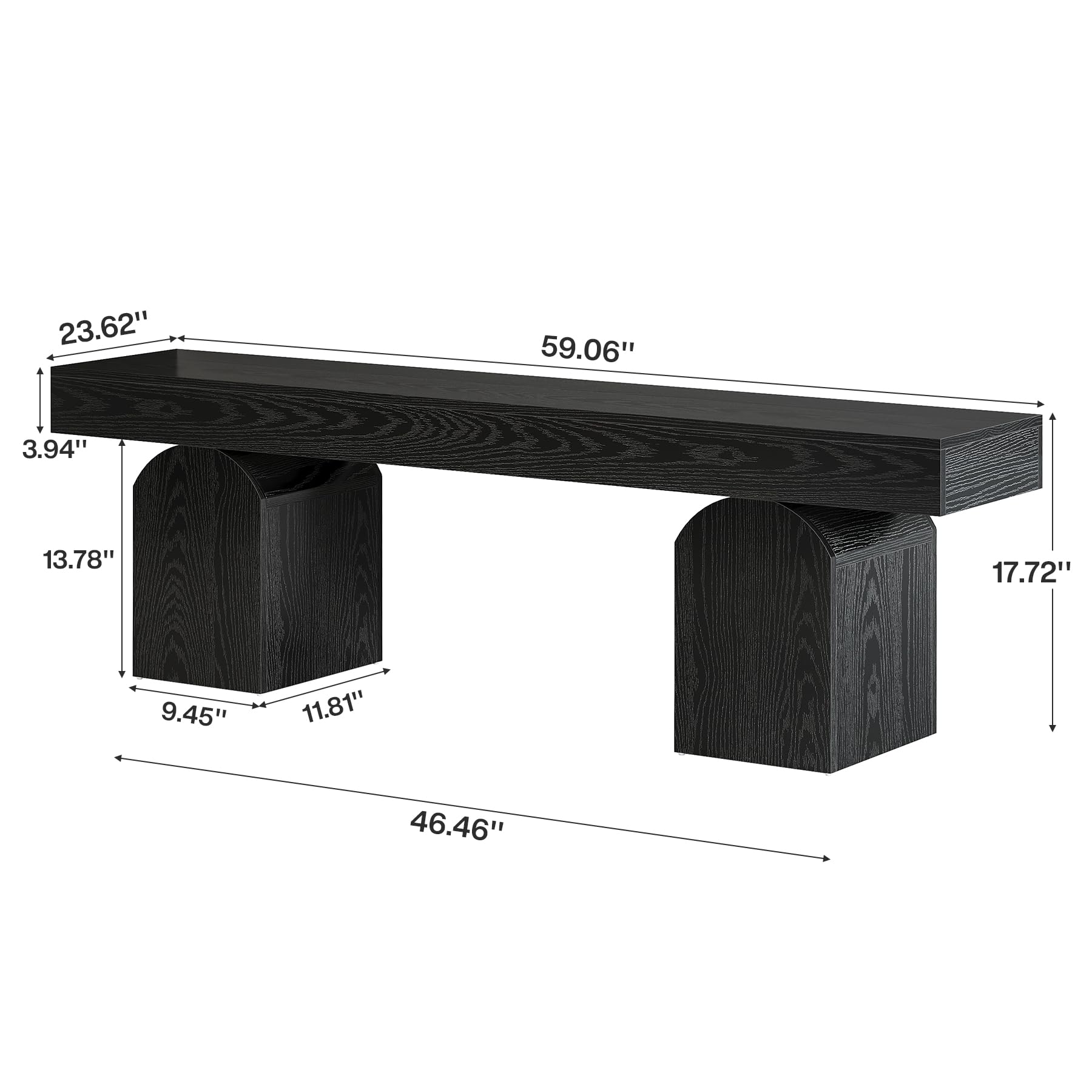 59" Dining Bench for 2-3 People with Arched Base