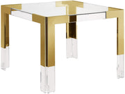 Casper Modern Dining Game Table with Gold Stainless Steel and Glass Top