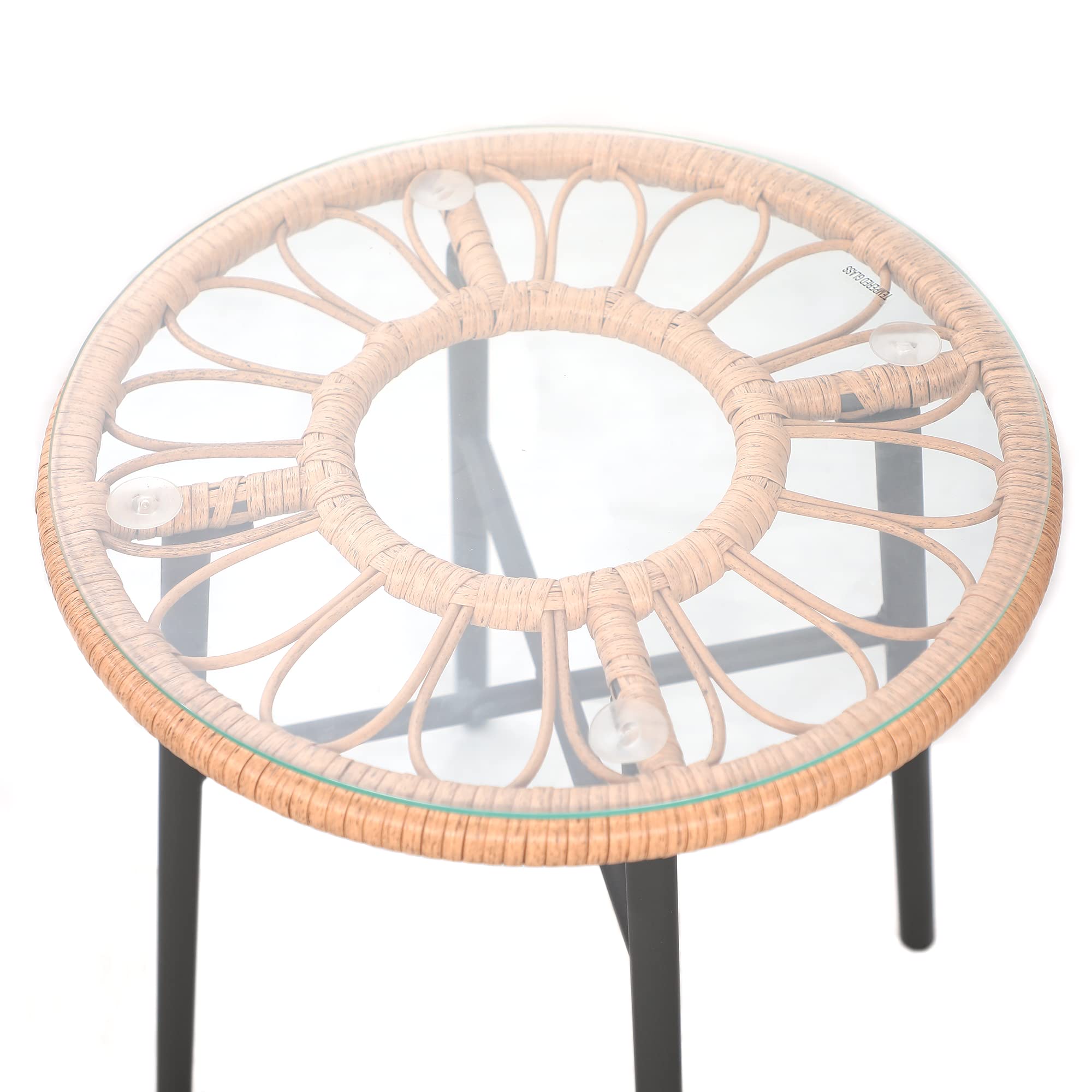 3 Piece Patio Bistro Set with Tempered Glass Table