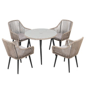 5-Piece Patio Dining Set with Umbrella Hole and Cushioned Chairs