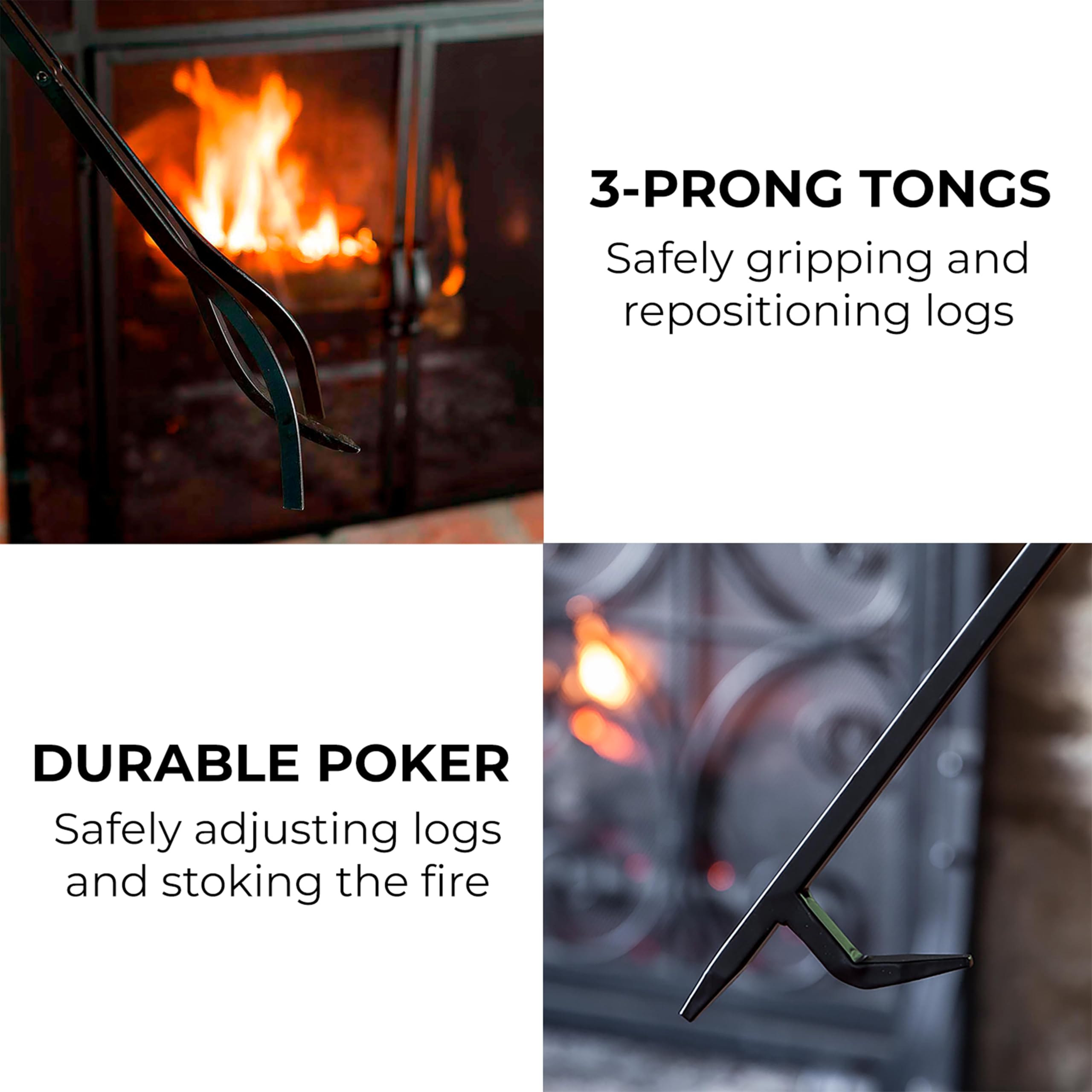 5-Piece Hand Forged Iron Fireplace Tool Set
