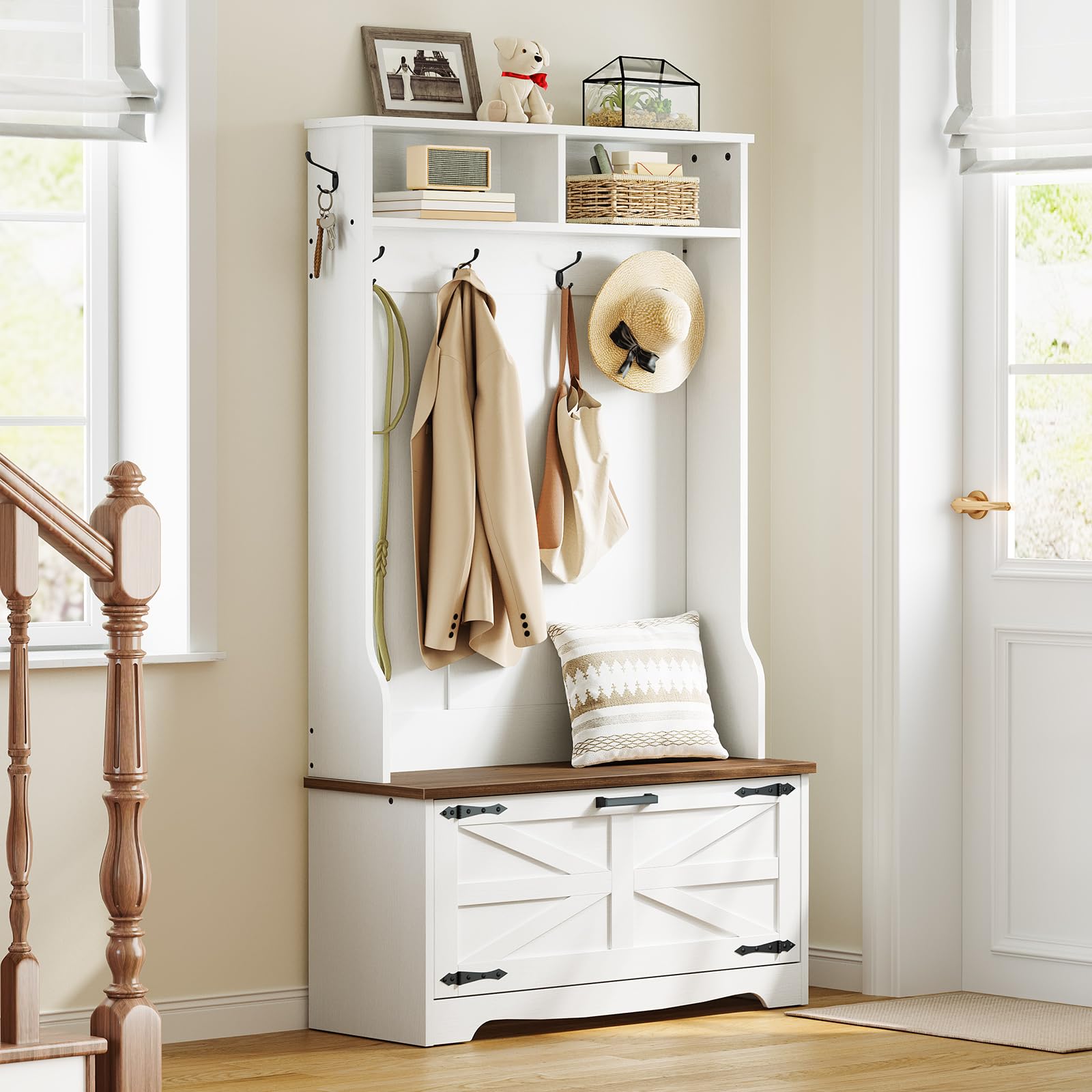 Hall Tree with Bench and Shoe Storage