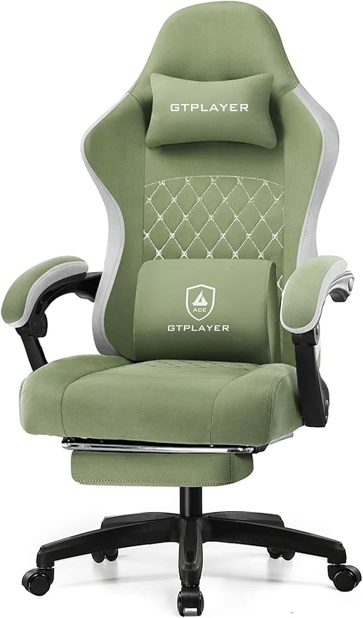 Gaming Chair with Pocket Spring Cushion and Footrest
