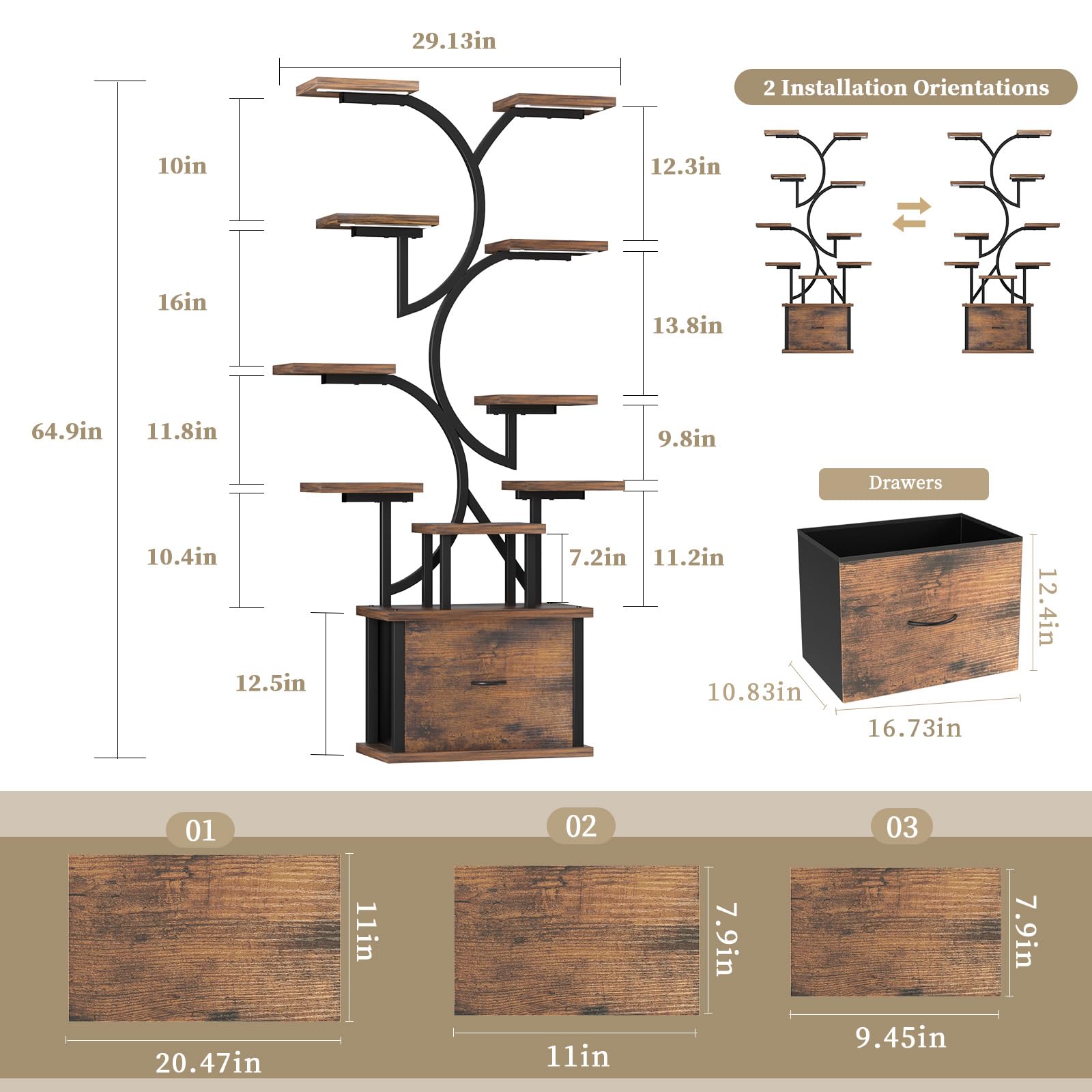 11-Tier Plant Stand with Grow Light