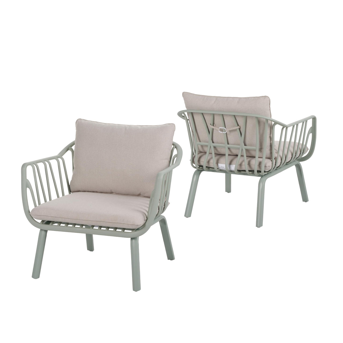 2-Piece Outdoor Bistro Set with Cushioned Armchairs
