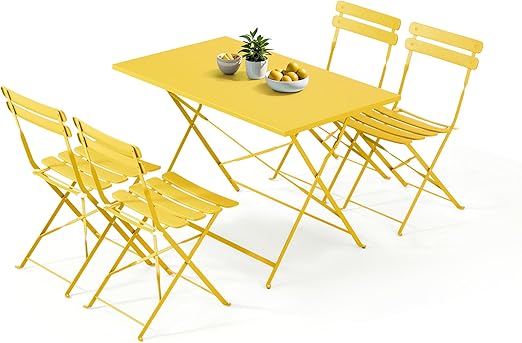 5-Piece Foldable Patio Dining Set - Rectangular Table with 4 Chairs