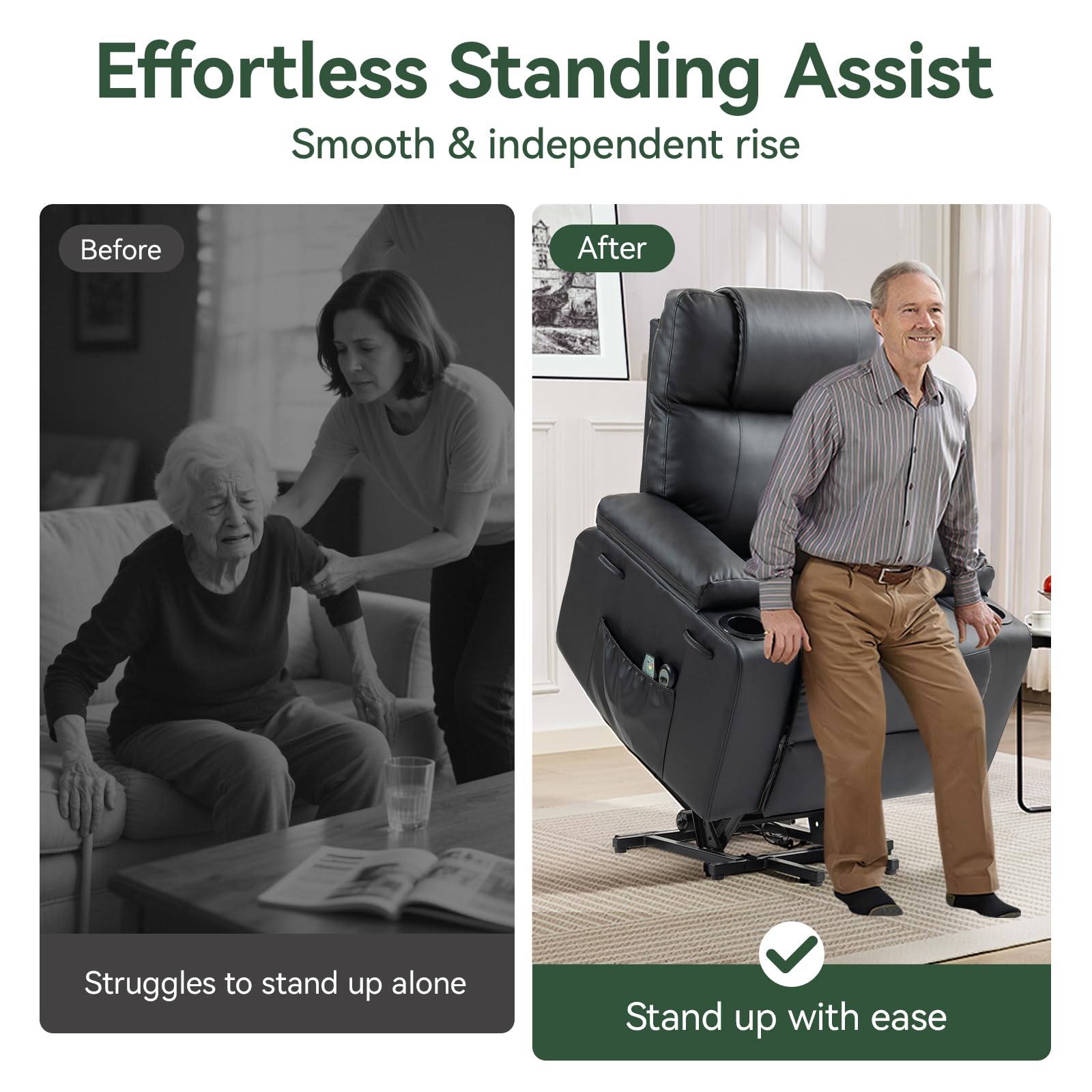 Electric Power Lift Recliner with Heat and Massage