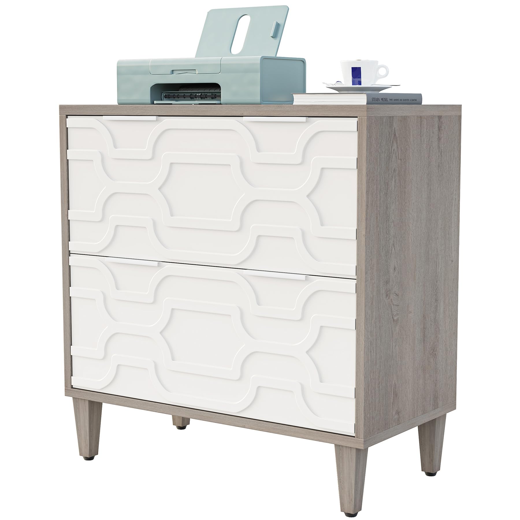 2-Drawer Lateral File Cabinet with Printer Stand