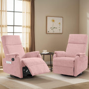 Korser Recliner Chair, Swivel Rocking Recliner Chair for Adults, Glider Rocking Chair, Small Nursery Chair Recliner for Living Room, Reclining Chair with Modern-Designed Armrests, Chenille, Khaki