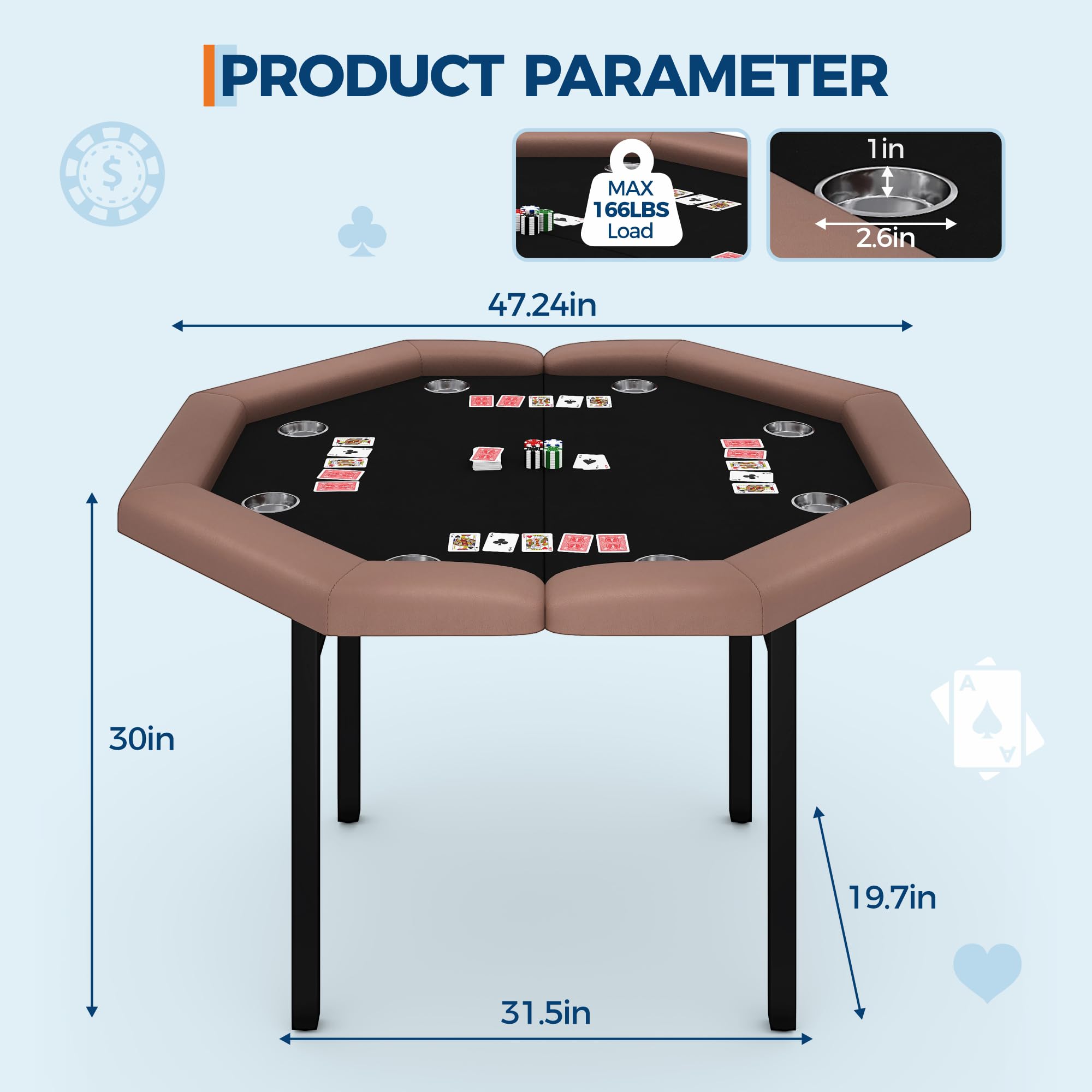 Octagonal Folding Poker Table 8 Player