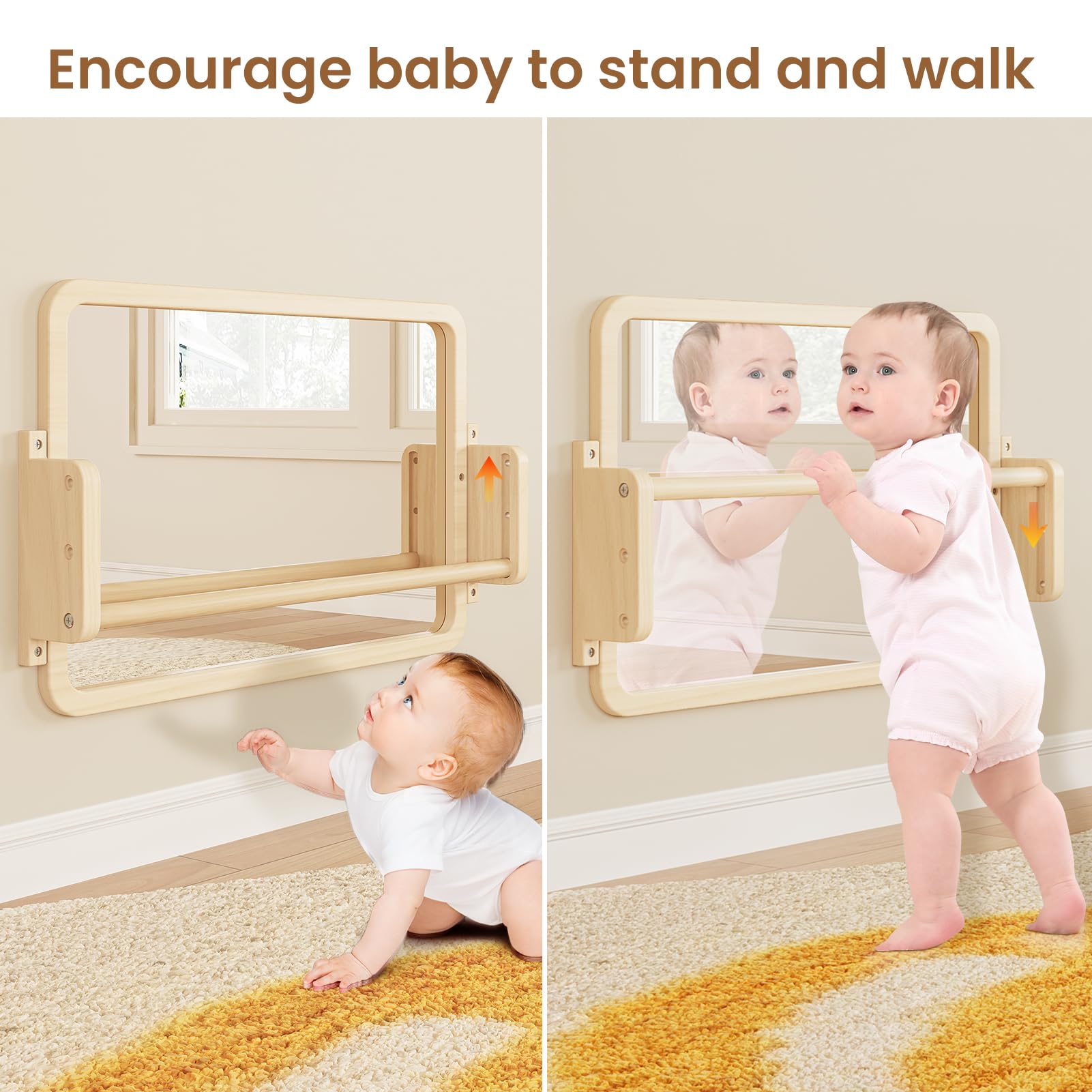 3-in-1 Montessori Mirror with Adjustable Pull-Up Bar