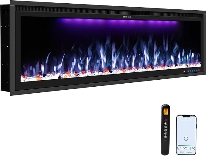 60" WiFi-Enabled Electric Fireplace Insert with App Control