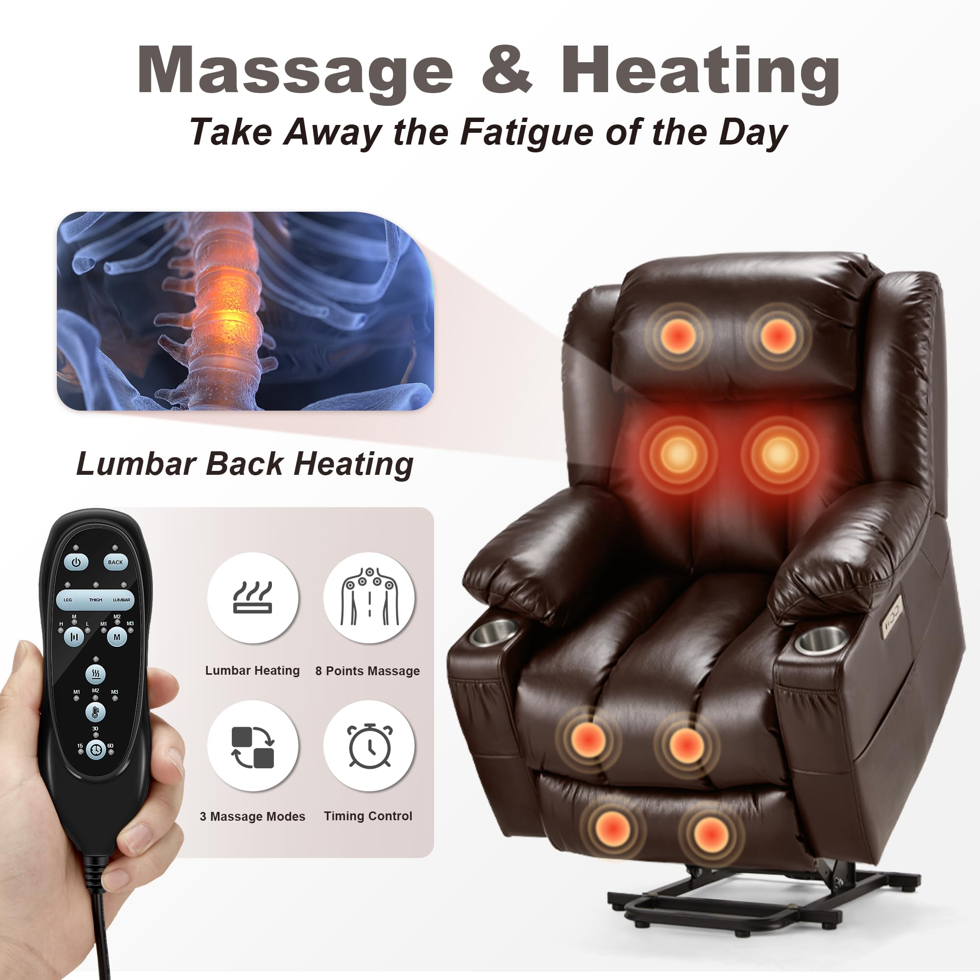 Power Lift Recliner with Massage and Heat