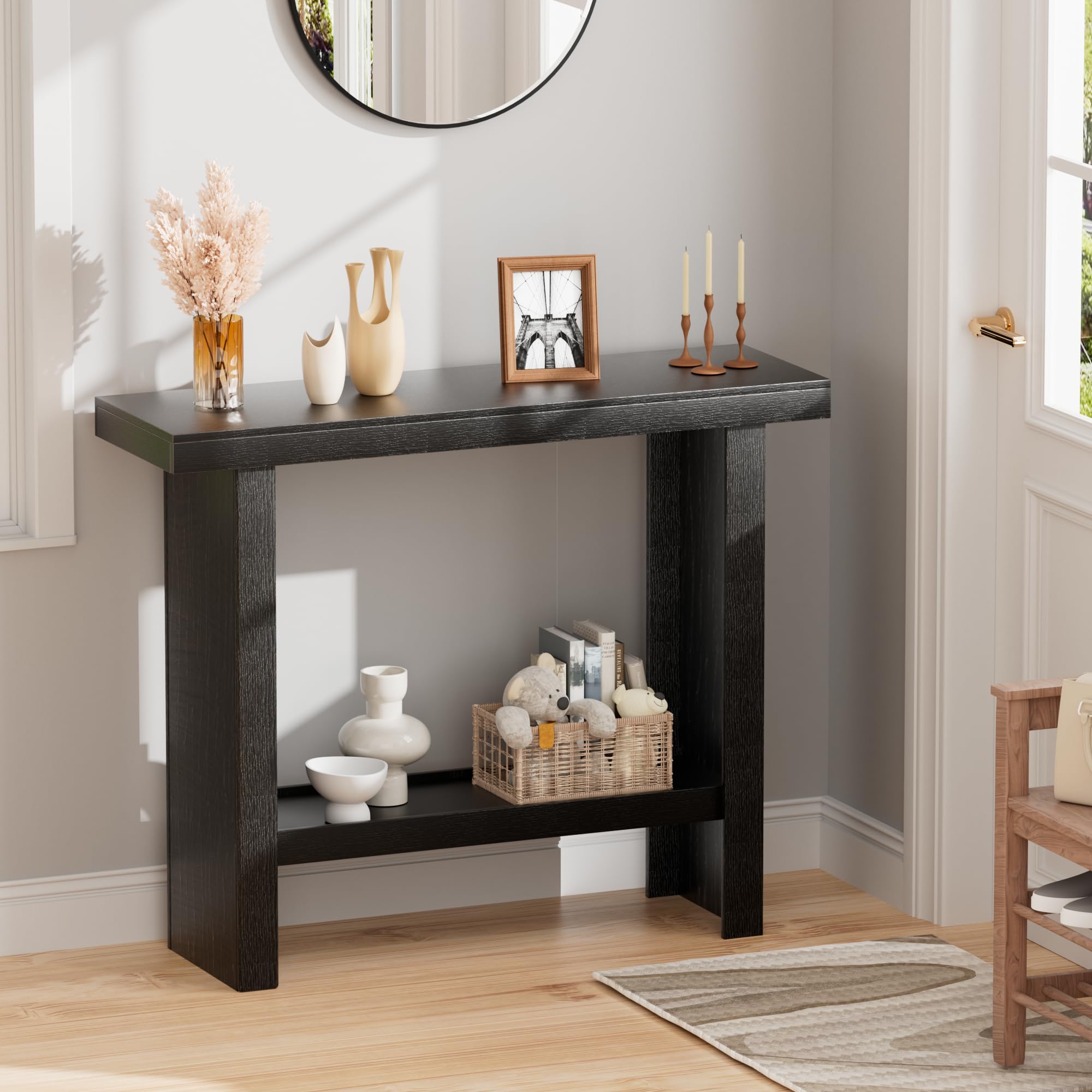 Modern Console Table with Storage Shelves