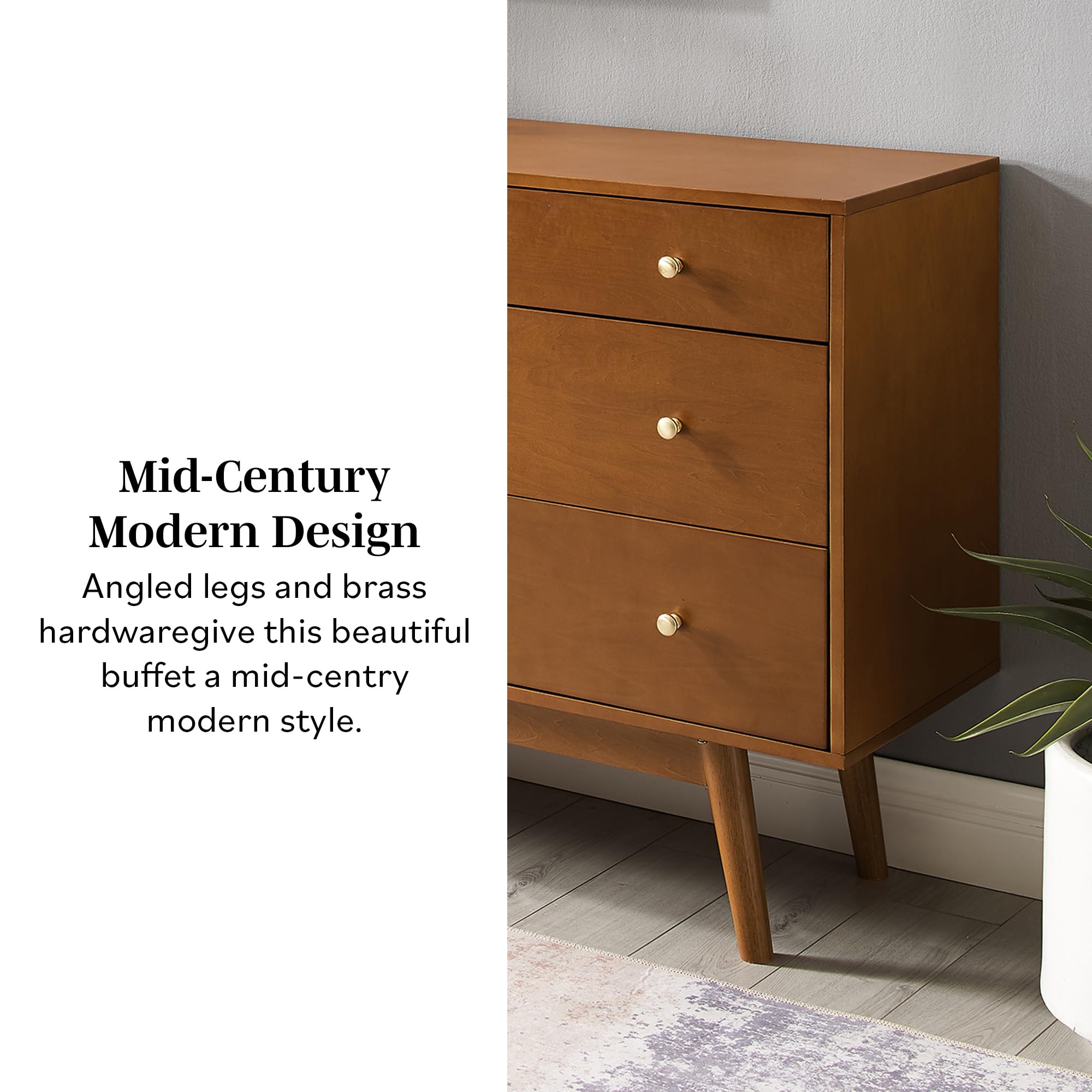 70 Inch Mid-Century Modern Sideboard with Drawers and Doors