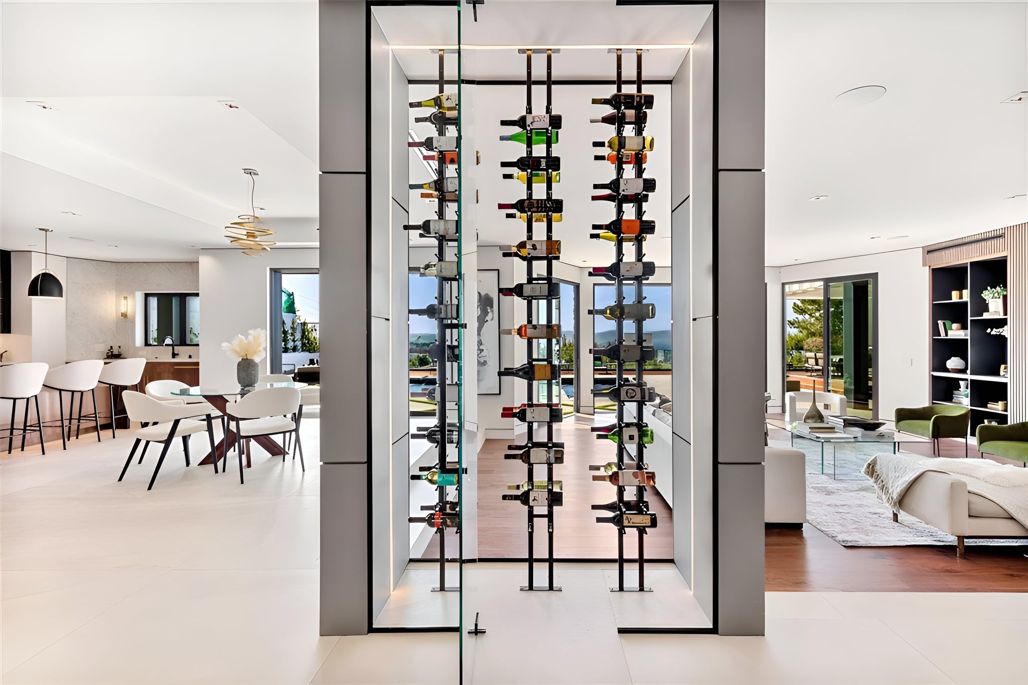 Floor-to-Ceiling Wine Rack 126 Bottle Capacity Matte Black