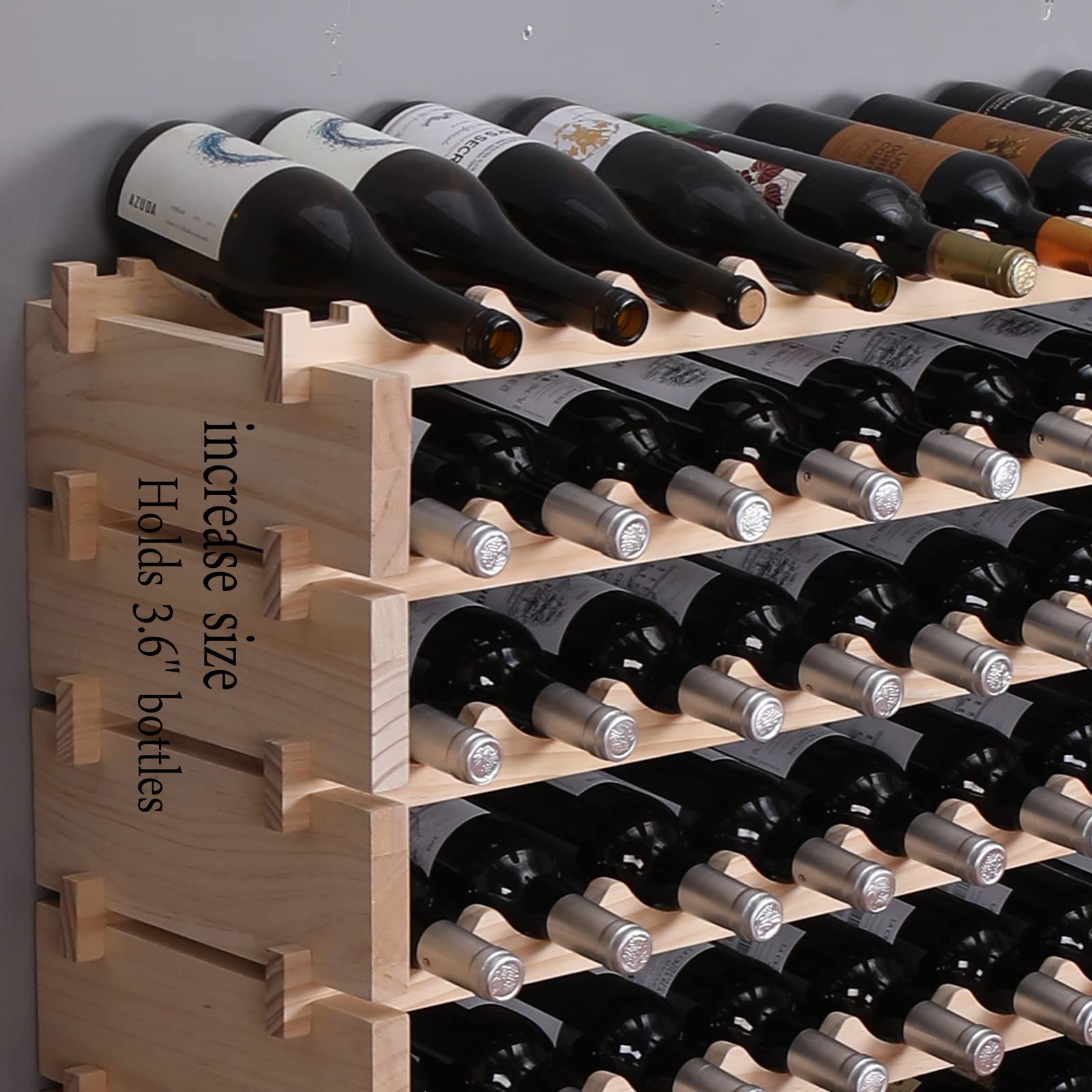120 Bottle Pine Wine Rack Cabinet Floor Standing Stackable Storage Display