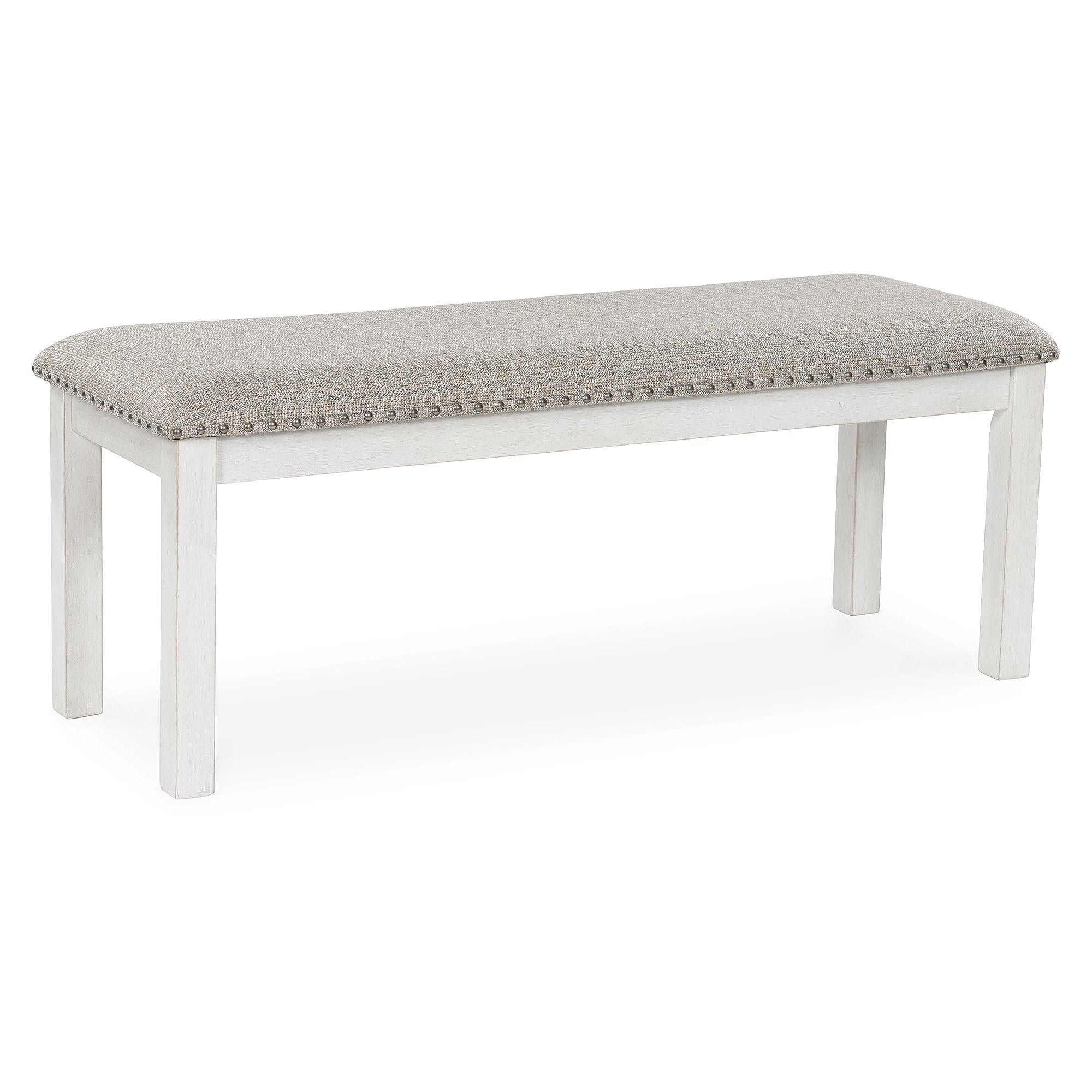 Robbinsdale Upholstered Dining Bench 48" Light Gray & White