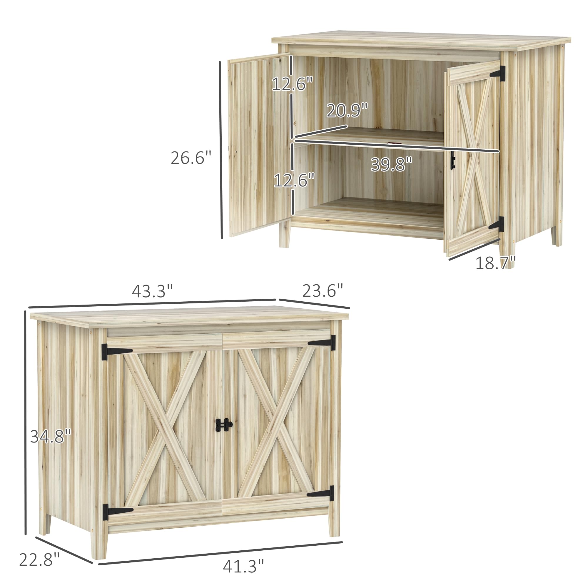 Wood Garden Shed with Inner Shelf and Double Doors