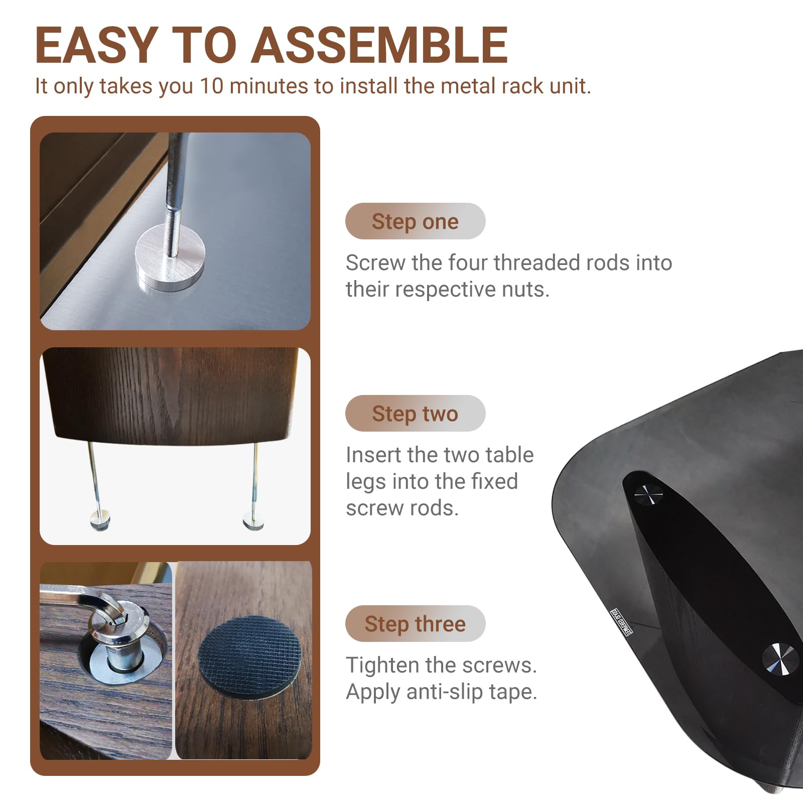 Glass Coffee Table with Wooden Base