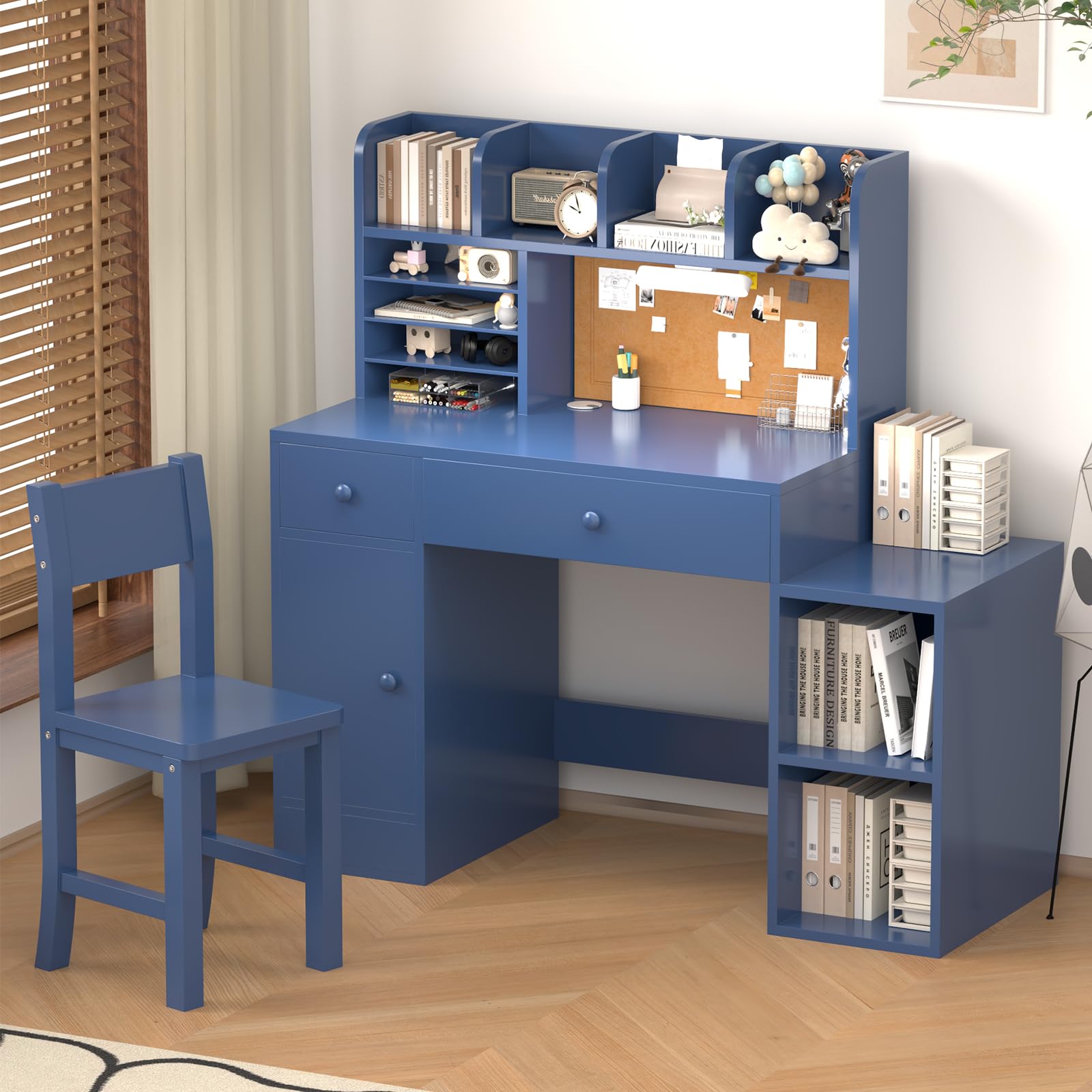 Kids Study Desk and Chair Set with Storage