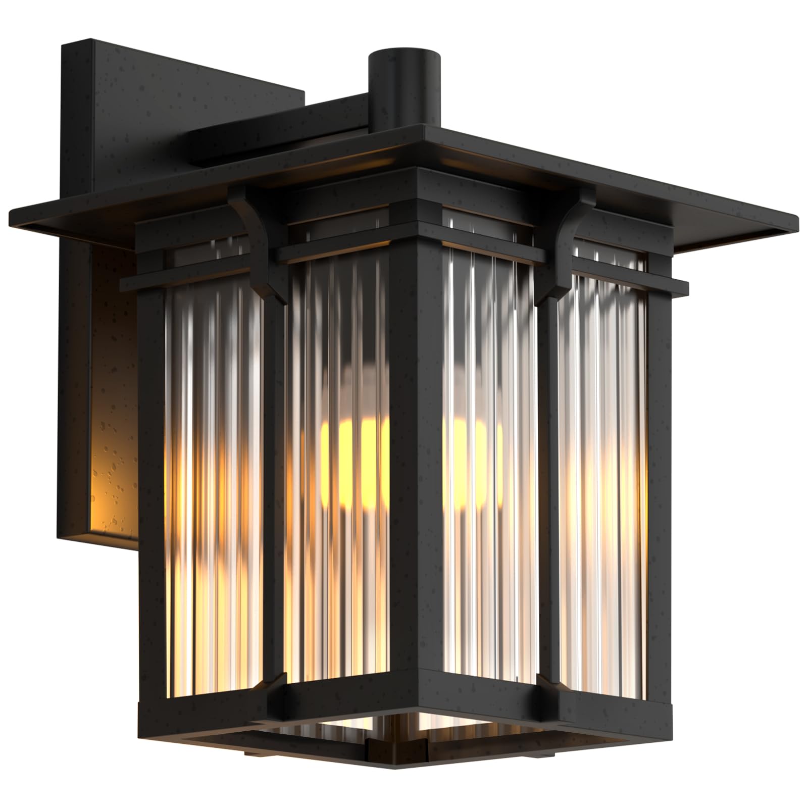 Retro Outdoor Wall Light with Ribbed Glass