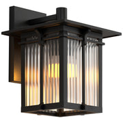 Retro Outdoor Wall Light with Ribbed Glass
