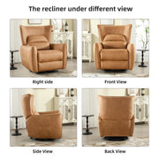 INZOY Power Swivel Rocker Recliner Glider, Oversize Electric Swivel Rocker Recliners with Highly Enveloping Backrest, Nursery Rocking Recliner Chair Fabric Reclining Sofa for Living Room, Brown