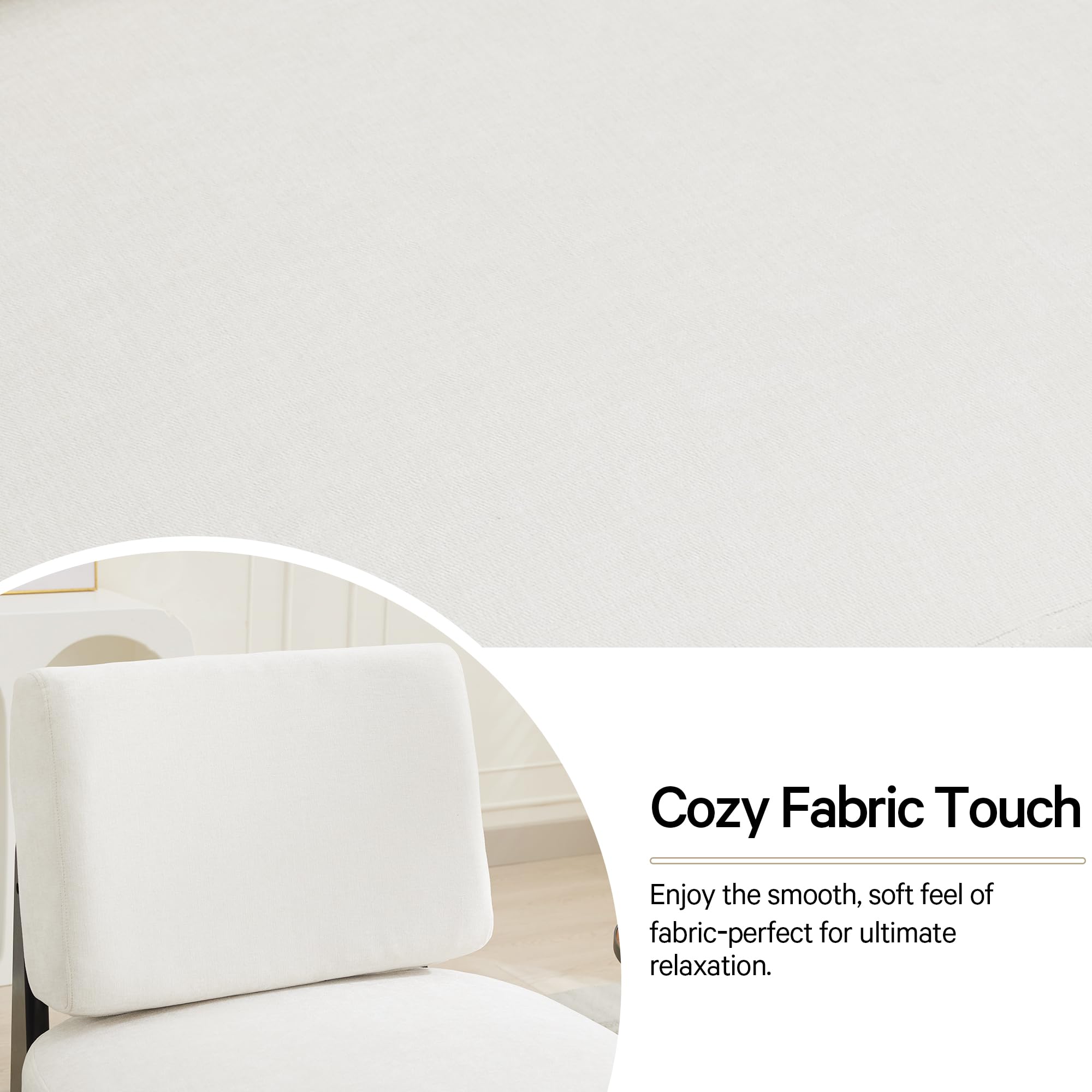 Mid-Century Linen Accent Chair with Solid Wood Base