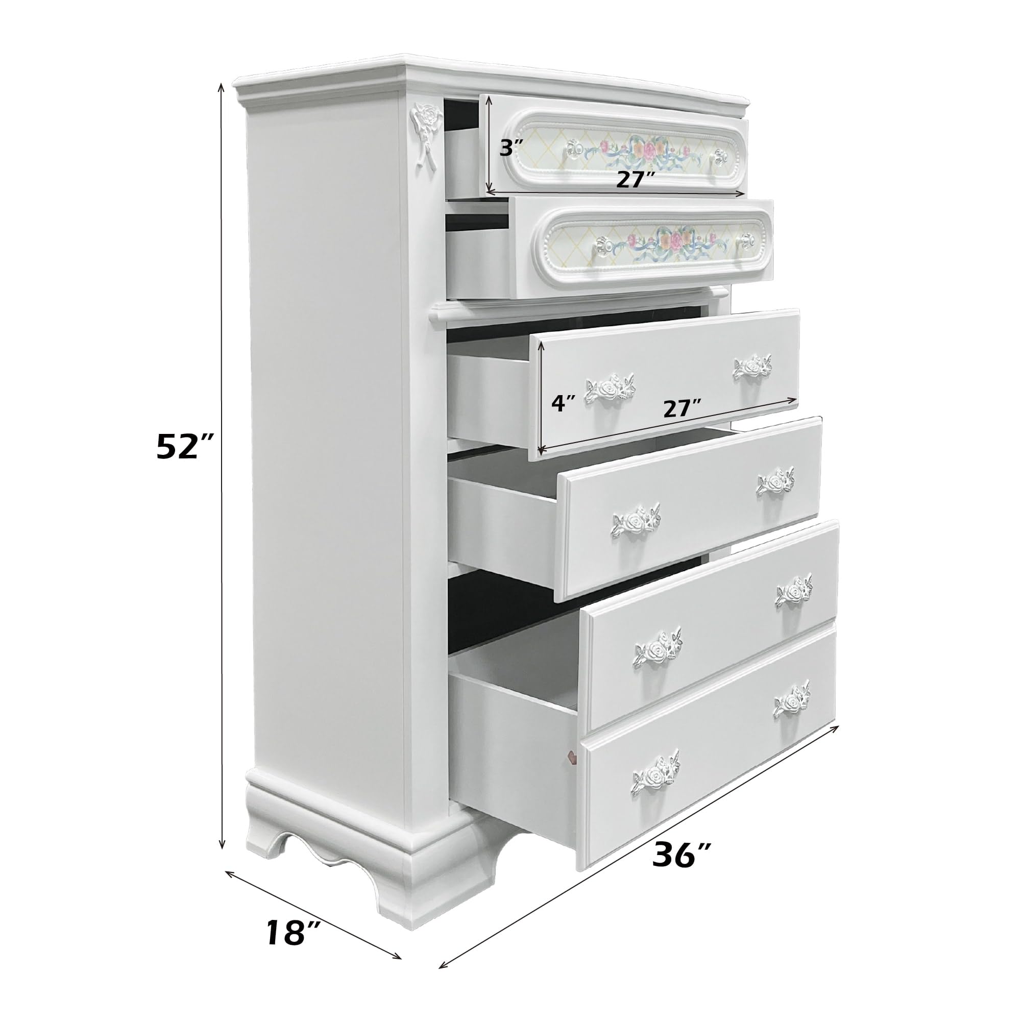 Flora 5-Drawer Chest White