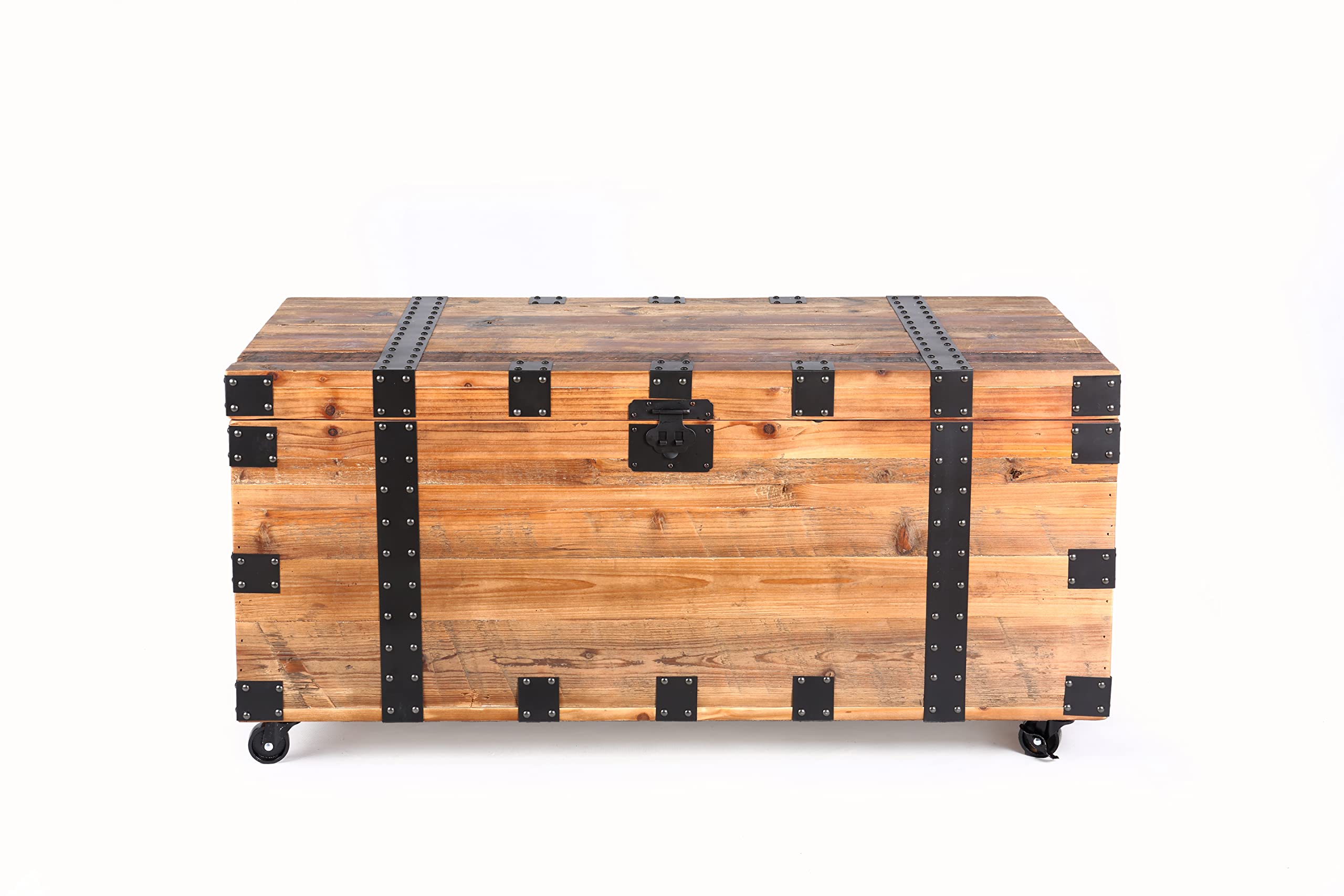 Vintage Reclaimed Fir Wood Storage Trunk