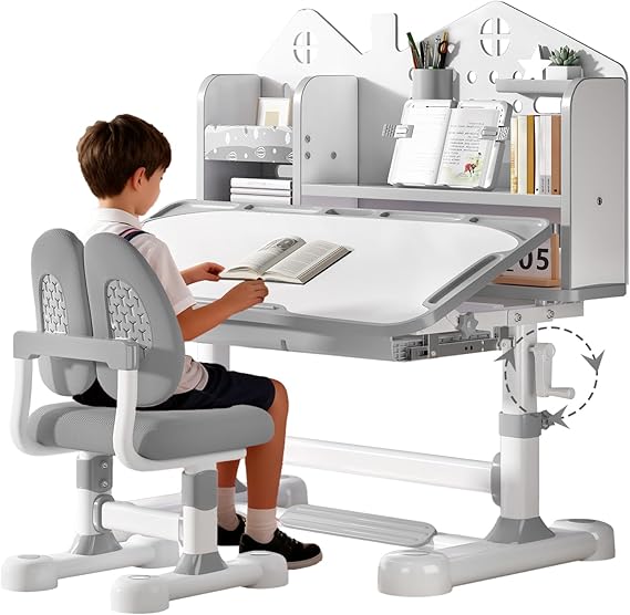Height Adjustable Kids Desk and Chair Set