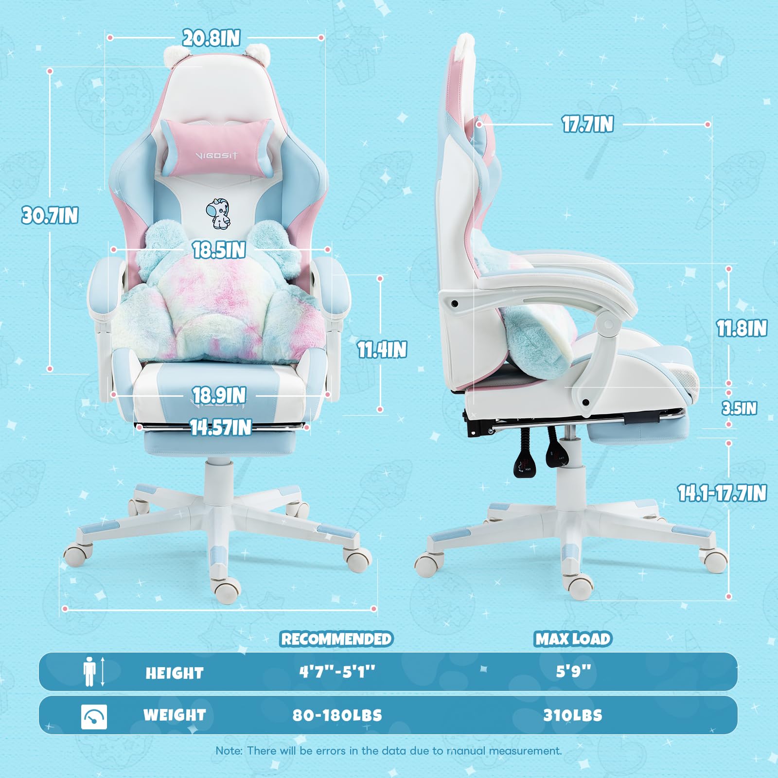 Cat Ear Gaming Chair with Footrest