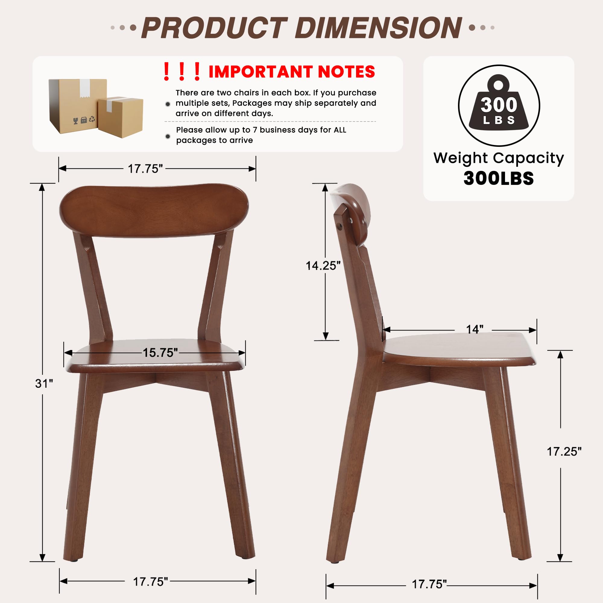 Farmhouse Solid Wood Dining Chairs Set of 4