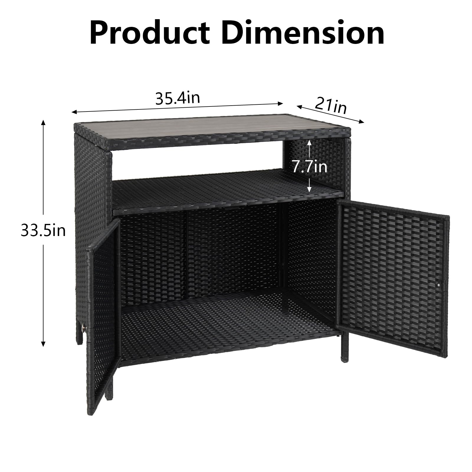 Outdoor Wicker Storage Cabinet with Shelf