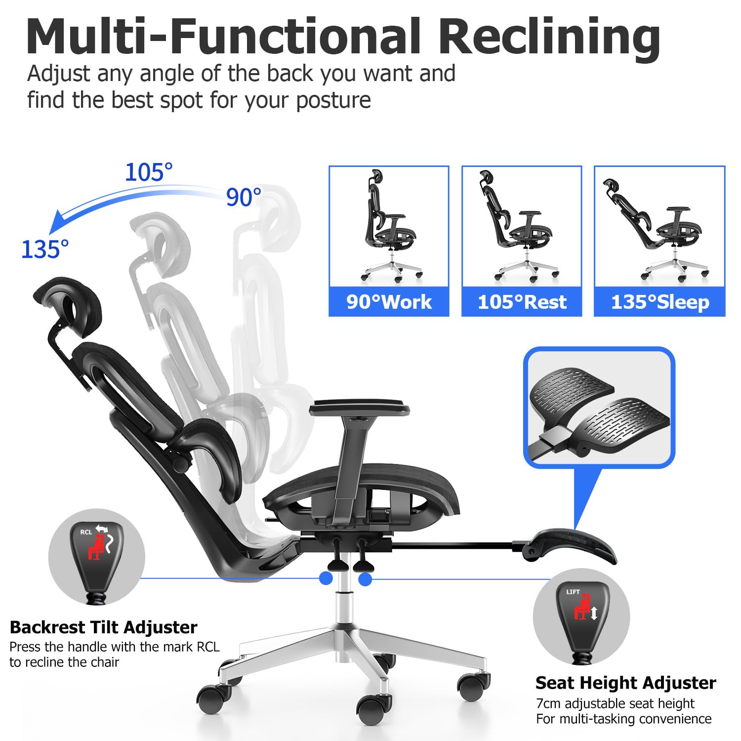 Ergonomic Office Chair Big and Tall with Adjustable Lumbar Support