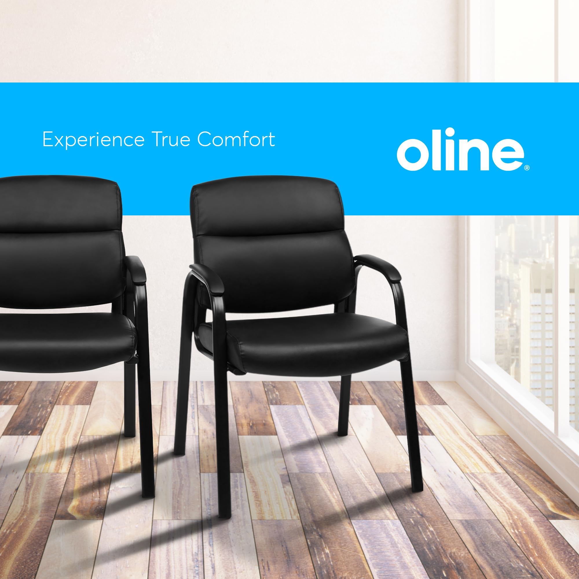 Leather Guest Chair with Padded Arms Black 1/2/4 Pack