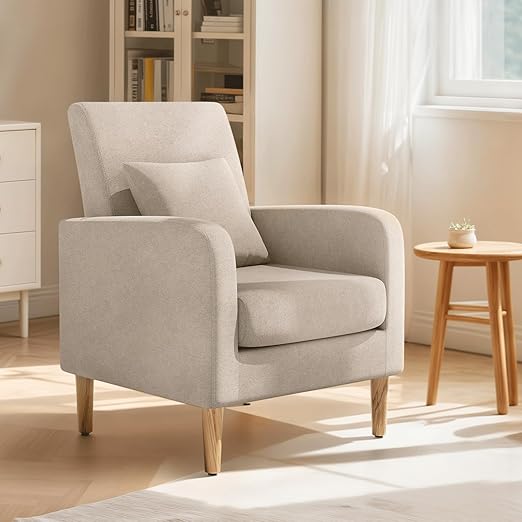Mid-Century Upholstered Accent Chair with Lumbar Support