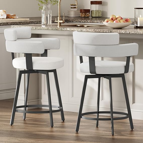 30 Inch Swivel Bar Stools Set of 2 with Full Back