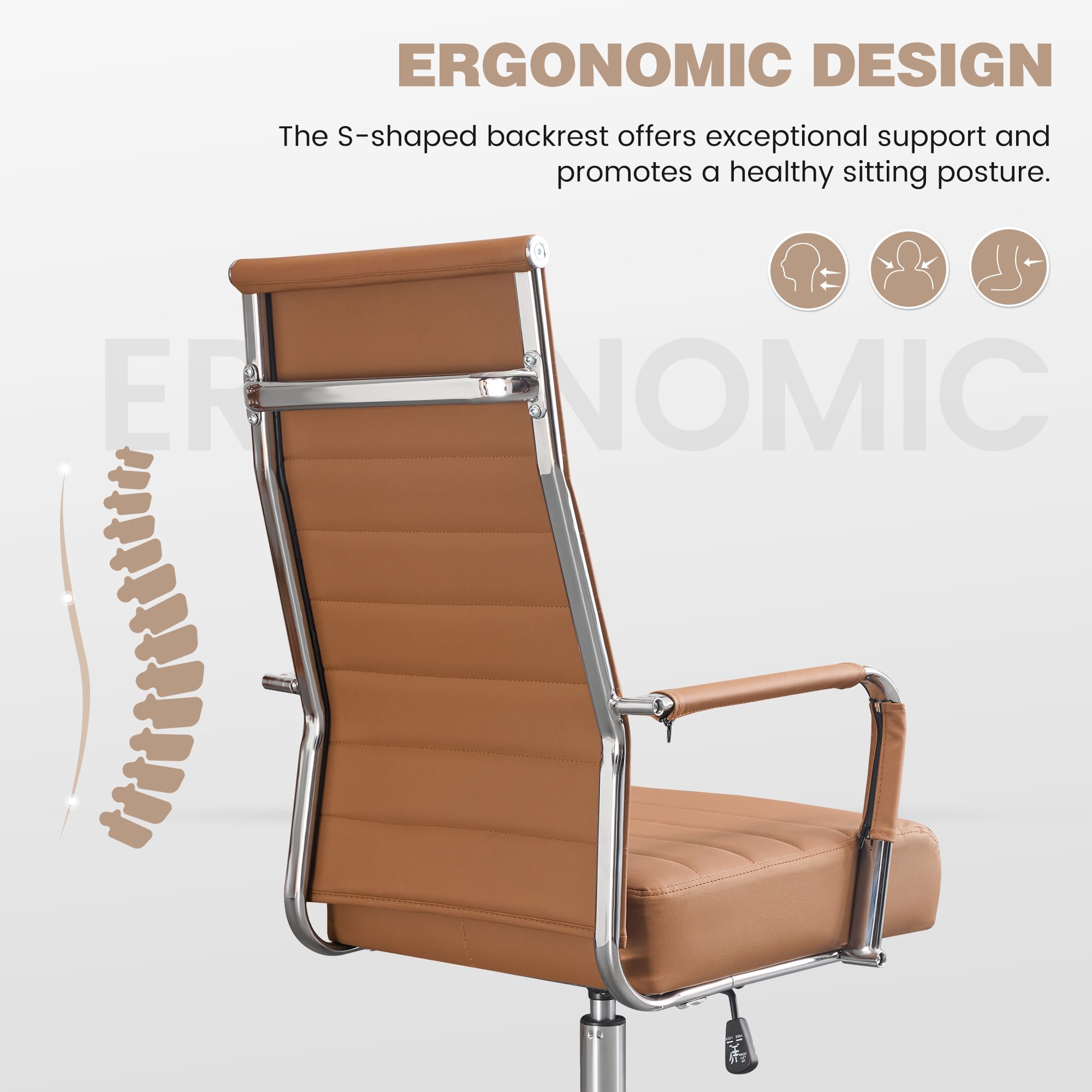 Ergonomic High Back Office Chair with Wheels and Arms