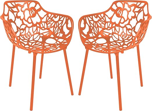 Modern Aluminum Stackable Patio Dining Armchair Set of 2