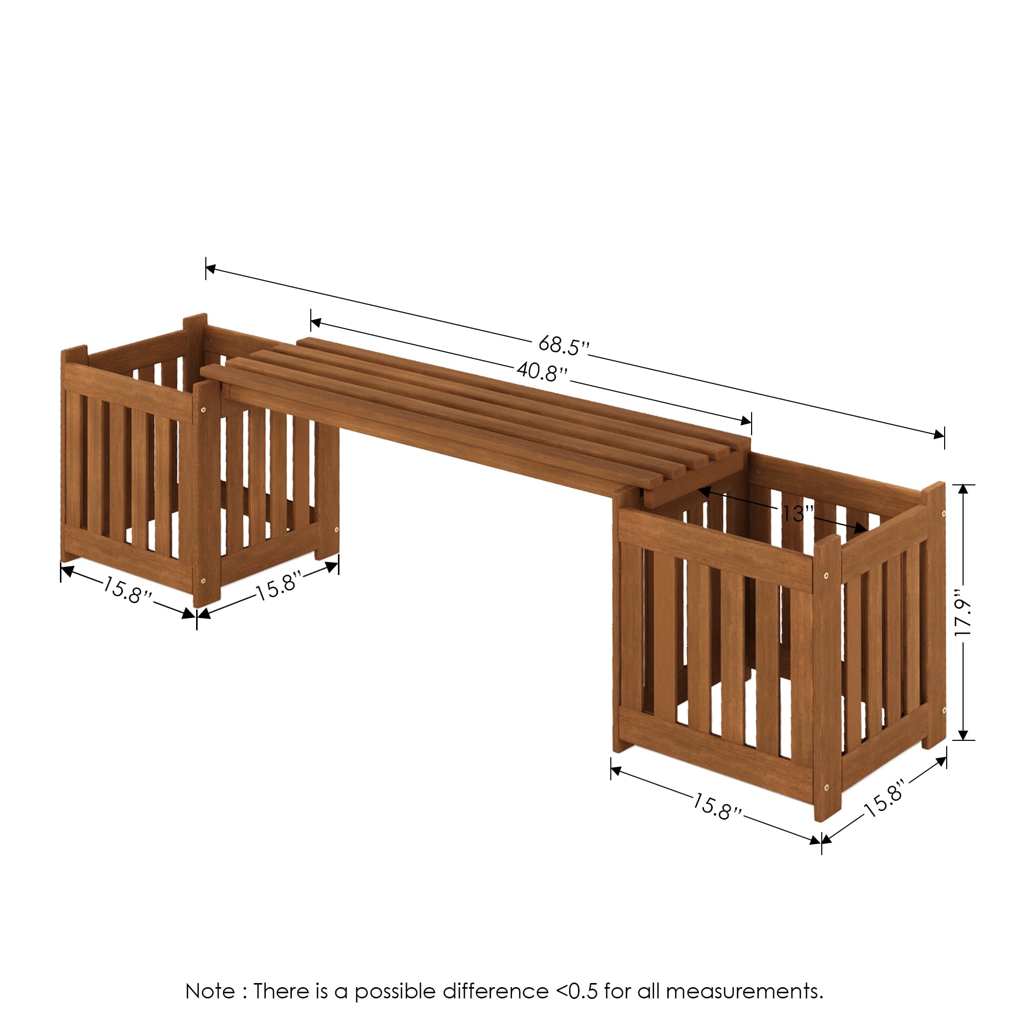 Outdoor Planter Bench with Storage