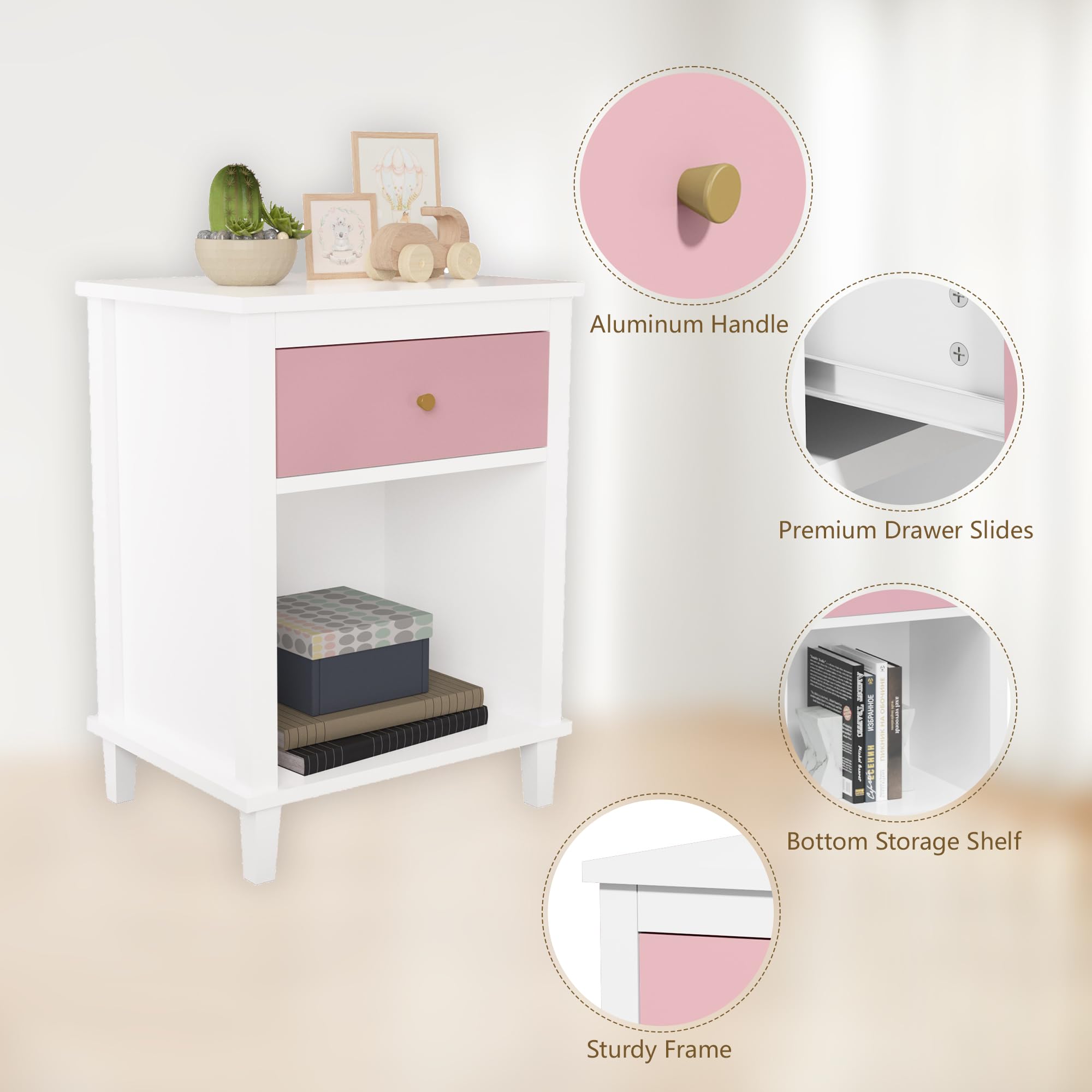 Kids Nightstand with Drawer