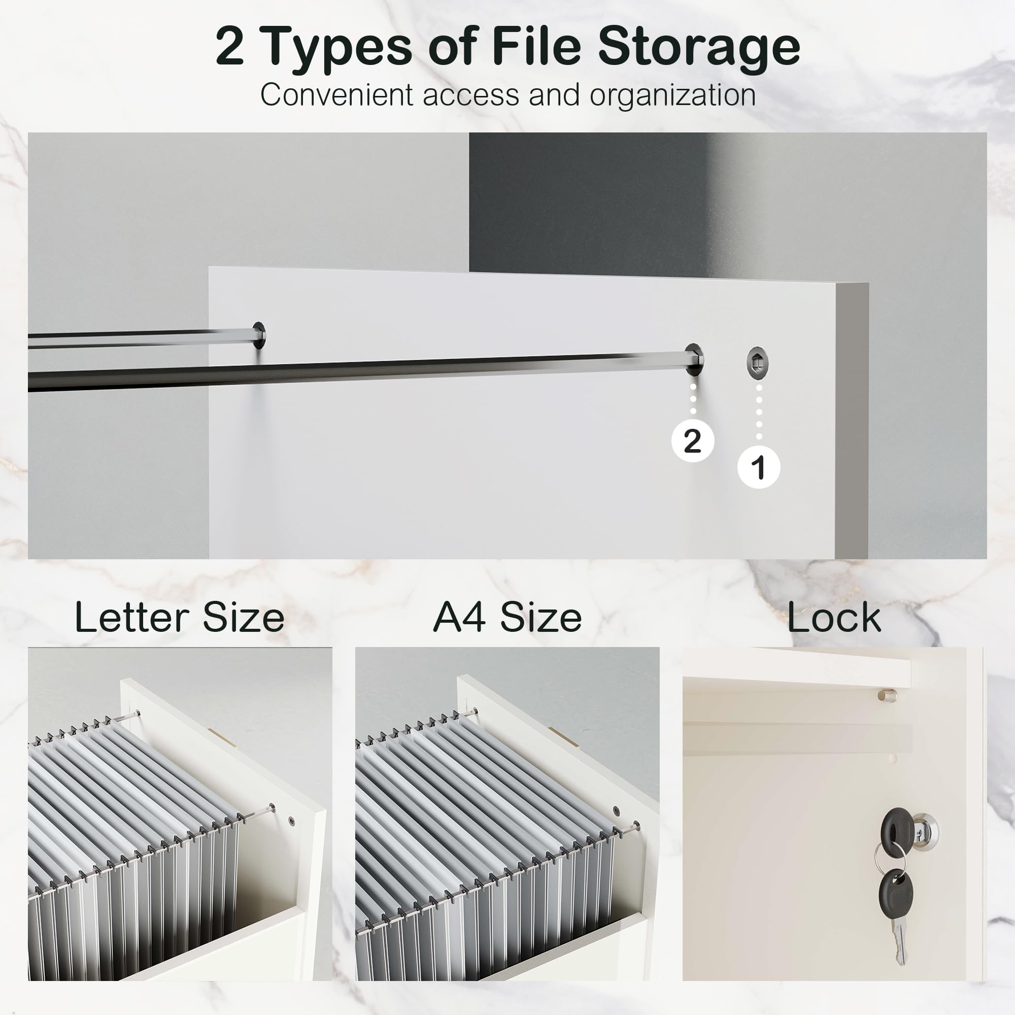 2-Drawer Lateral File Cabinet with Lock and Storage Shelves
