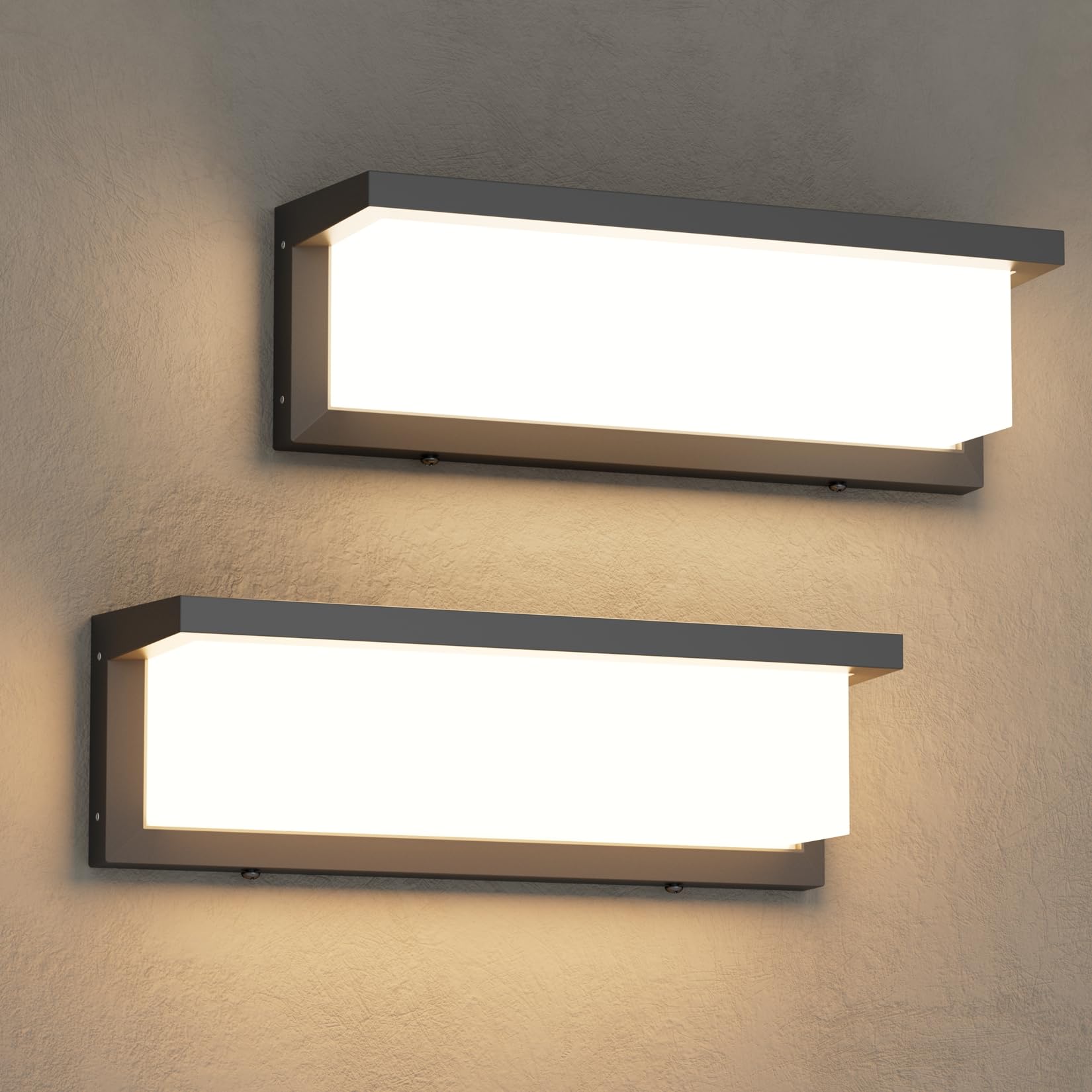 Modern Outdoor Wall Sconces 3000K 2 Pack 36W Black