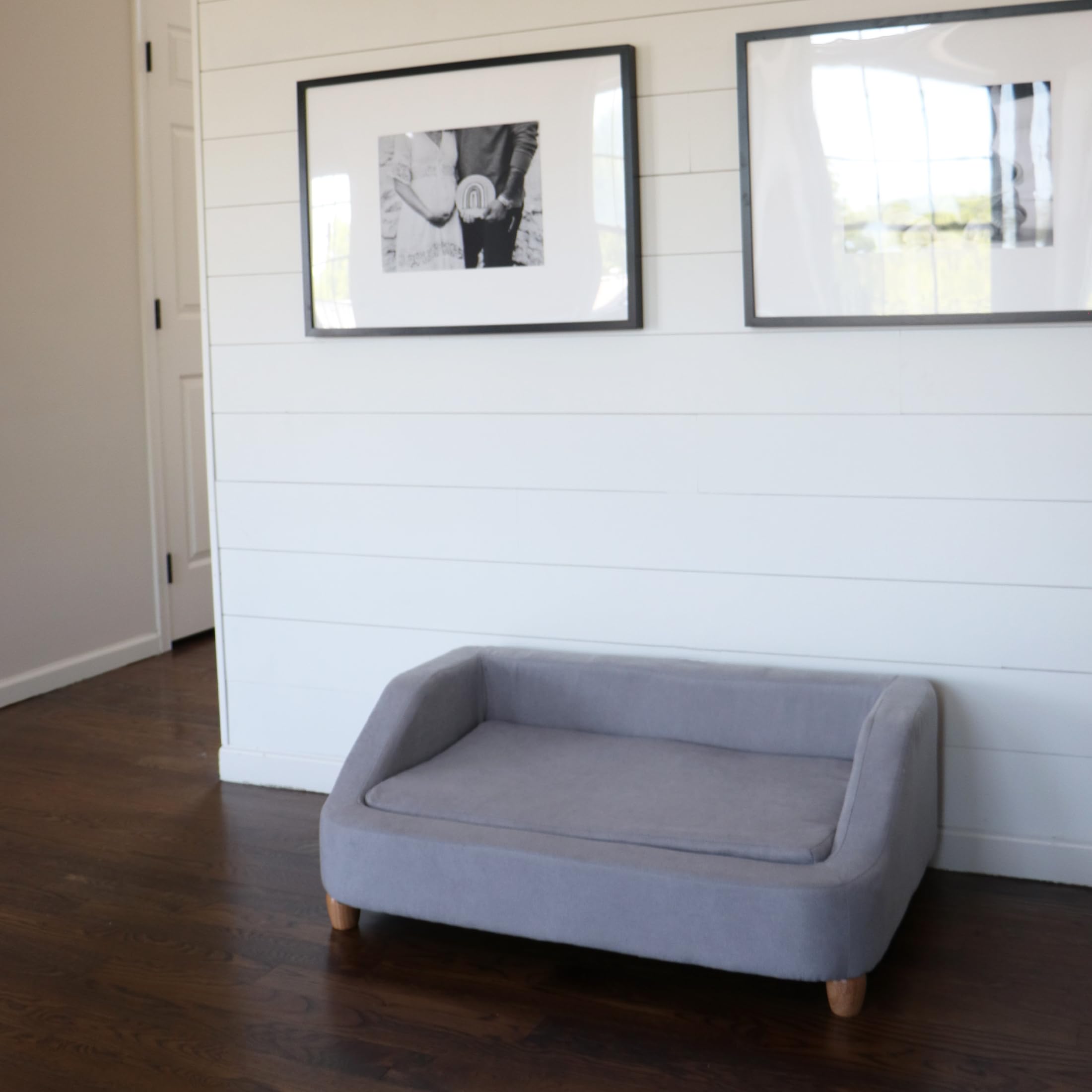 36-Inch Microfiber Gray Rectangular Dog Sofa