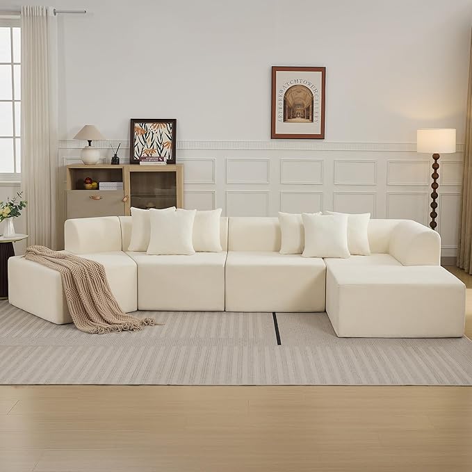Oversized Cloud Velvet Curved Sectional Sofa with Chaise
